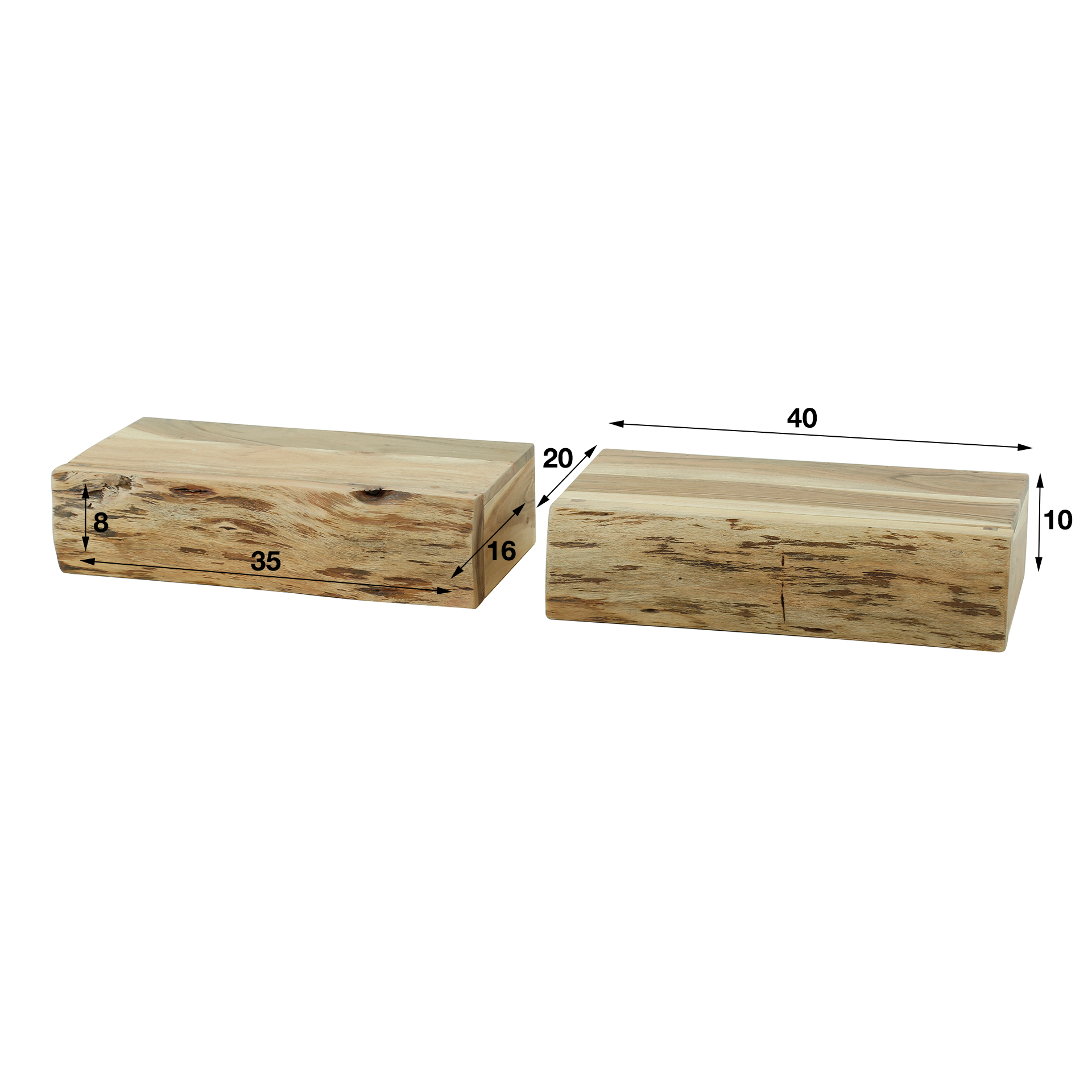 Comodino Tree L 1 cassetto - set di 2 - Acacia massiccia