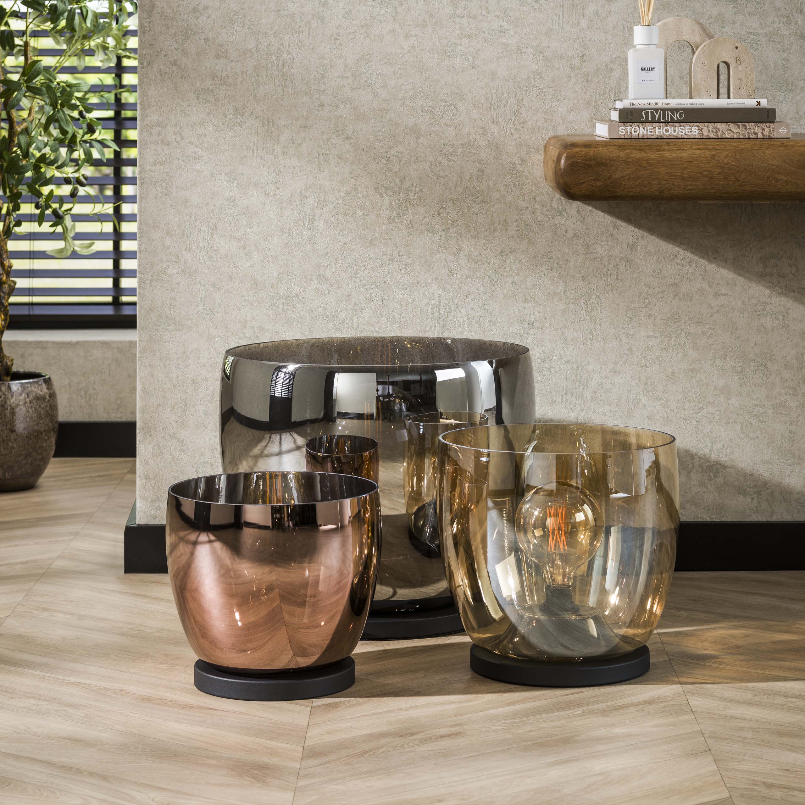 Floor lamp UP XXL 1-light - Smoke gray glass