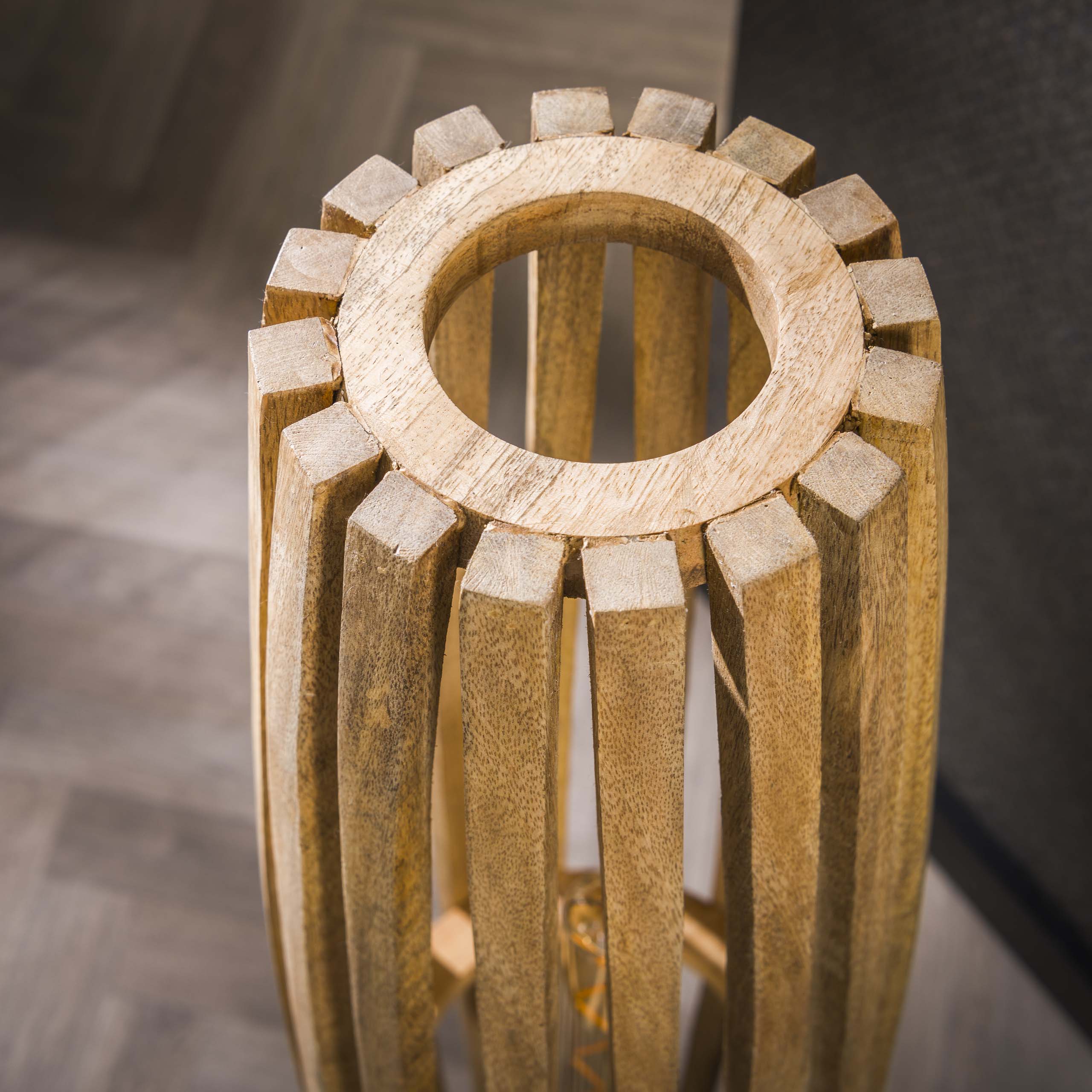 Lampada da terra 3L orbita L / Mango massiccio naturale