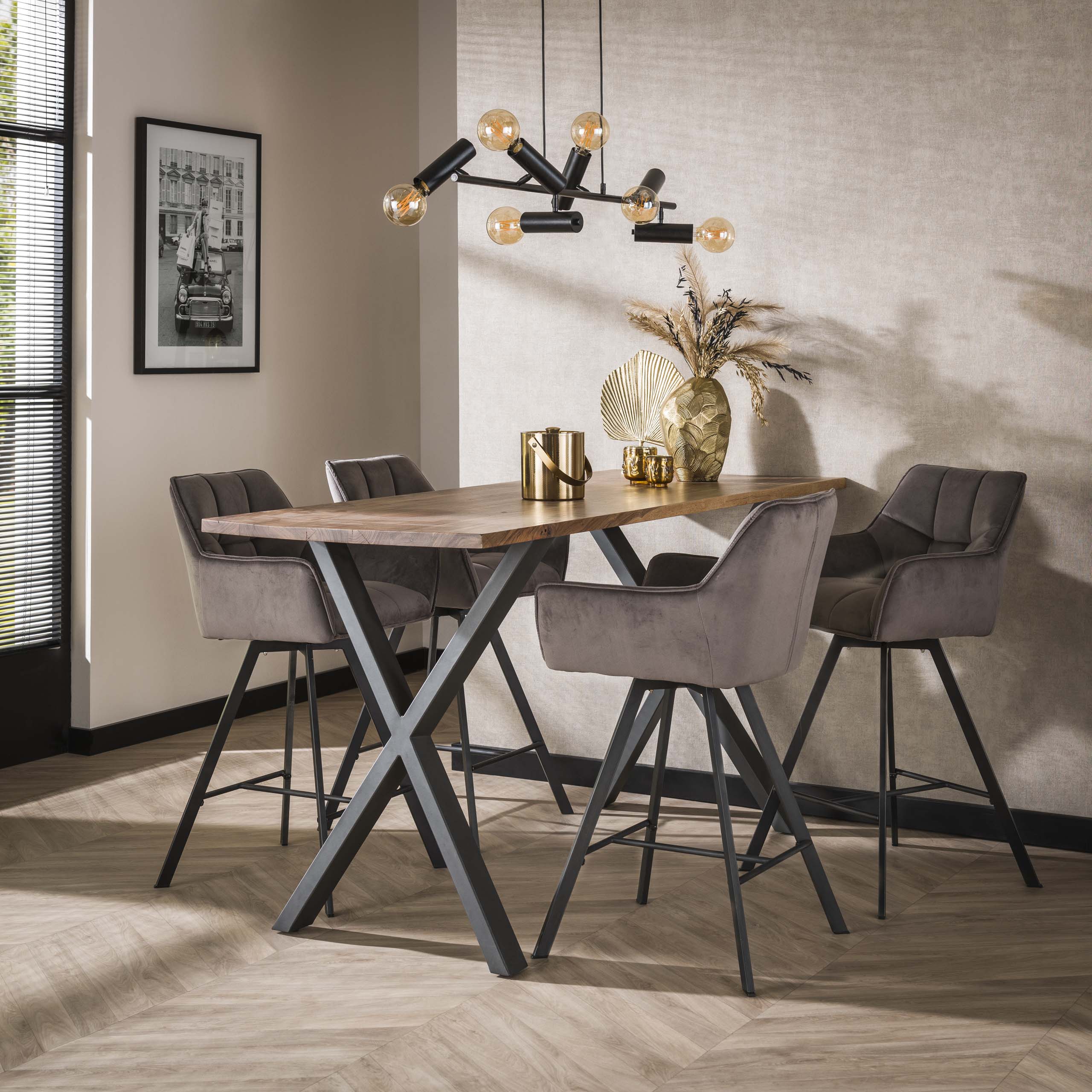 Bar chair grid rotatable. VPE2 / Anthracite velvet