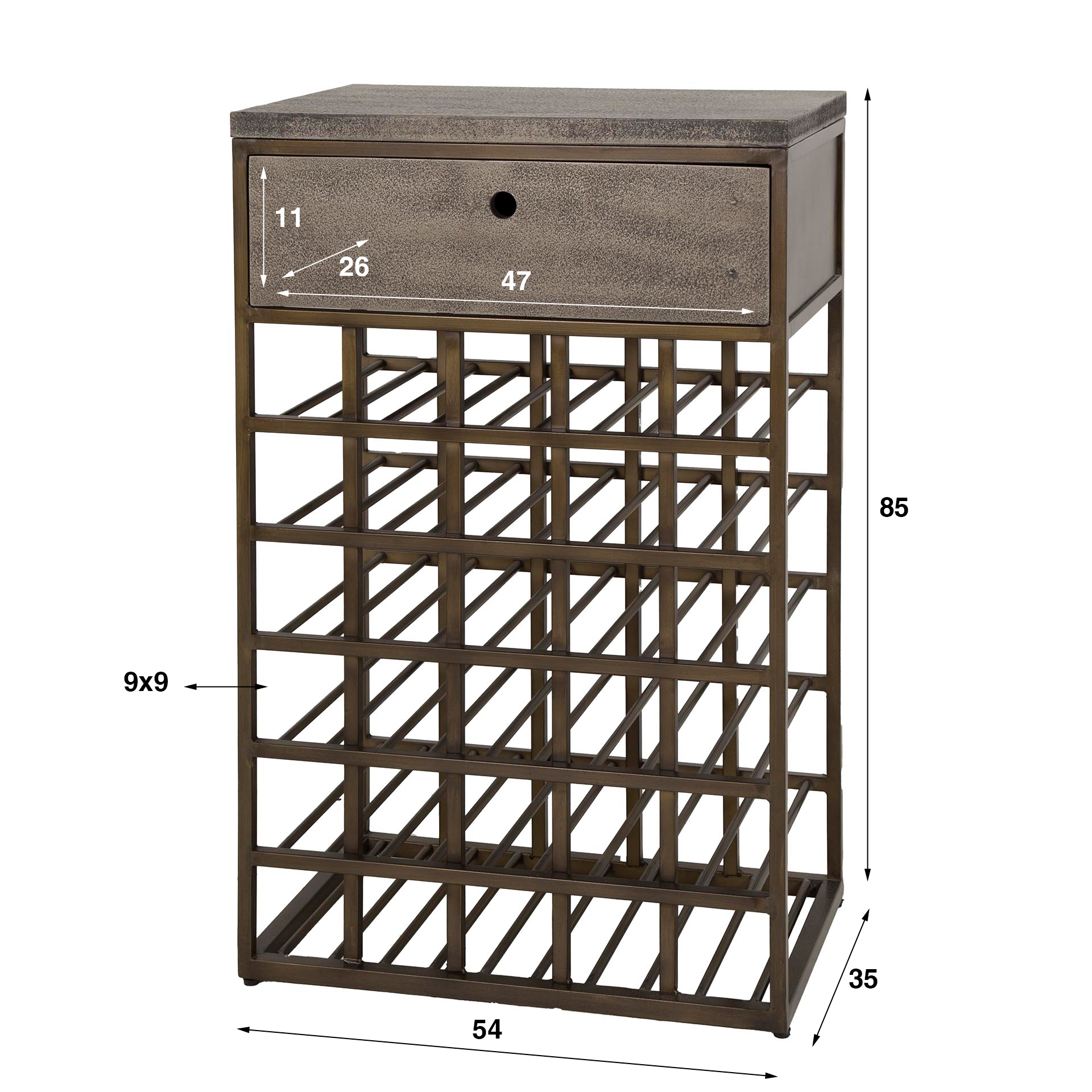 Cantinetta Ferro 1 cassetto / Bronzo anticato