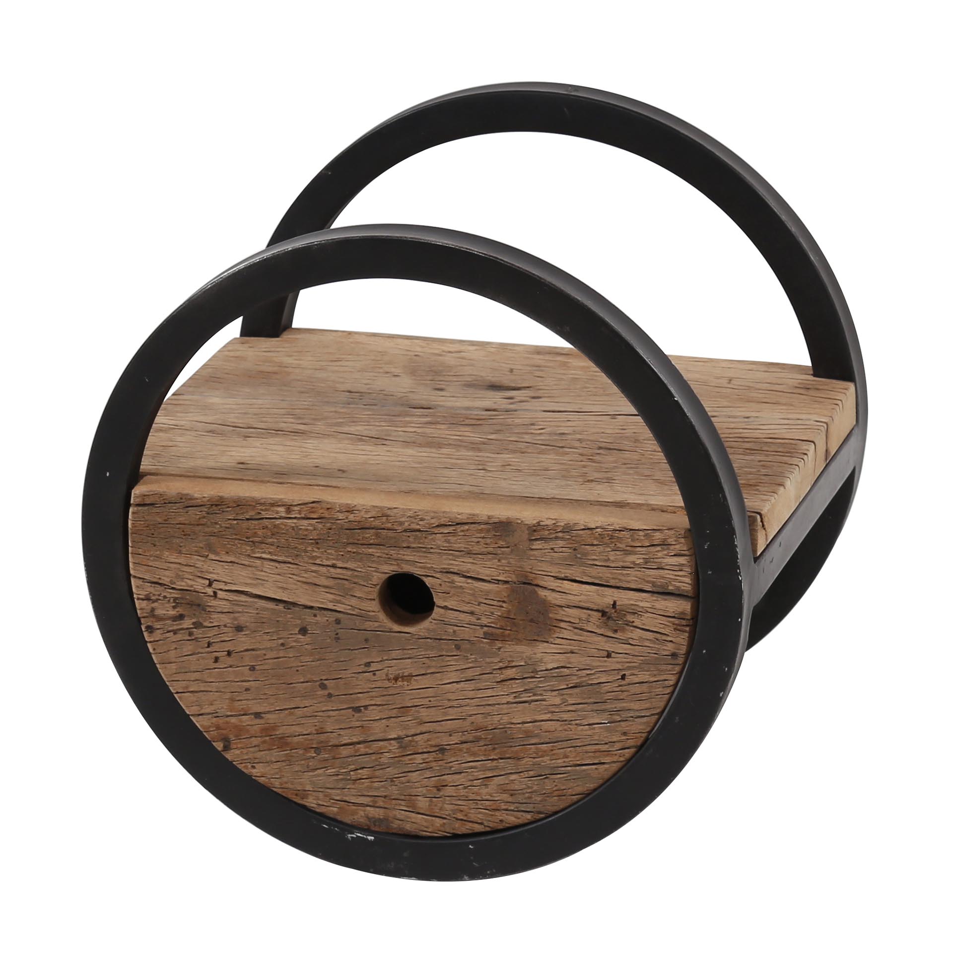 Mensola a muro Circolare 1 cassetto Ø30 - Legno duro robusto