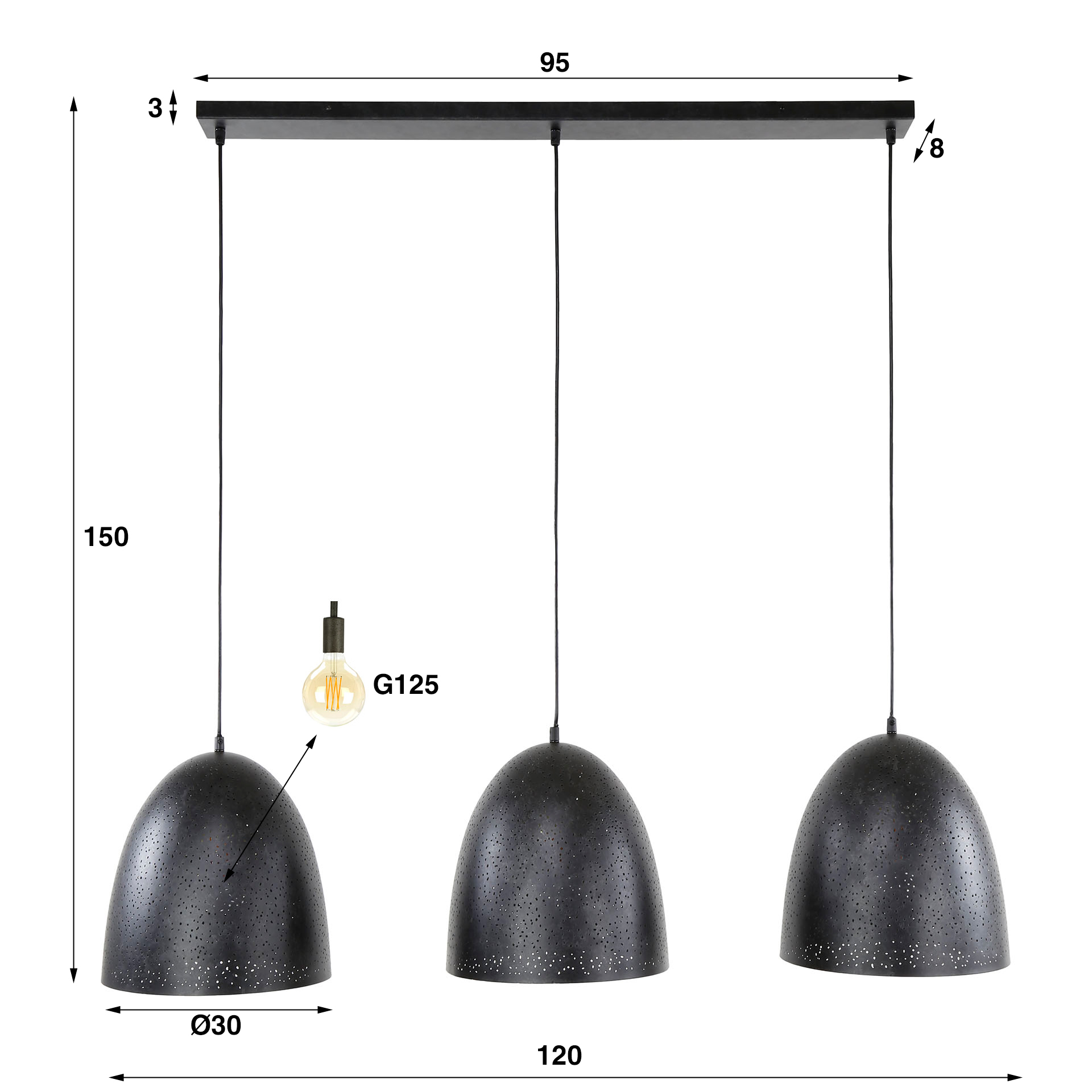 Hanging lamp cosmos 3L / Charcoal