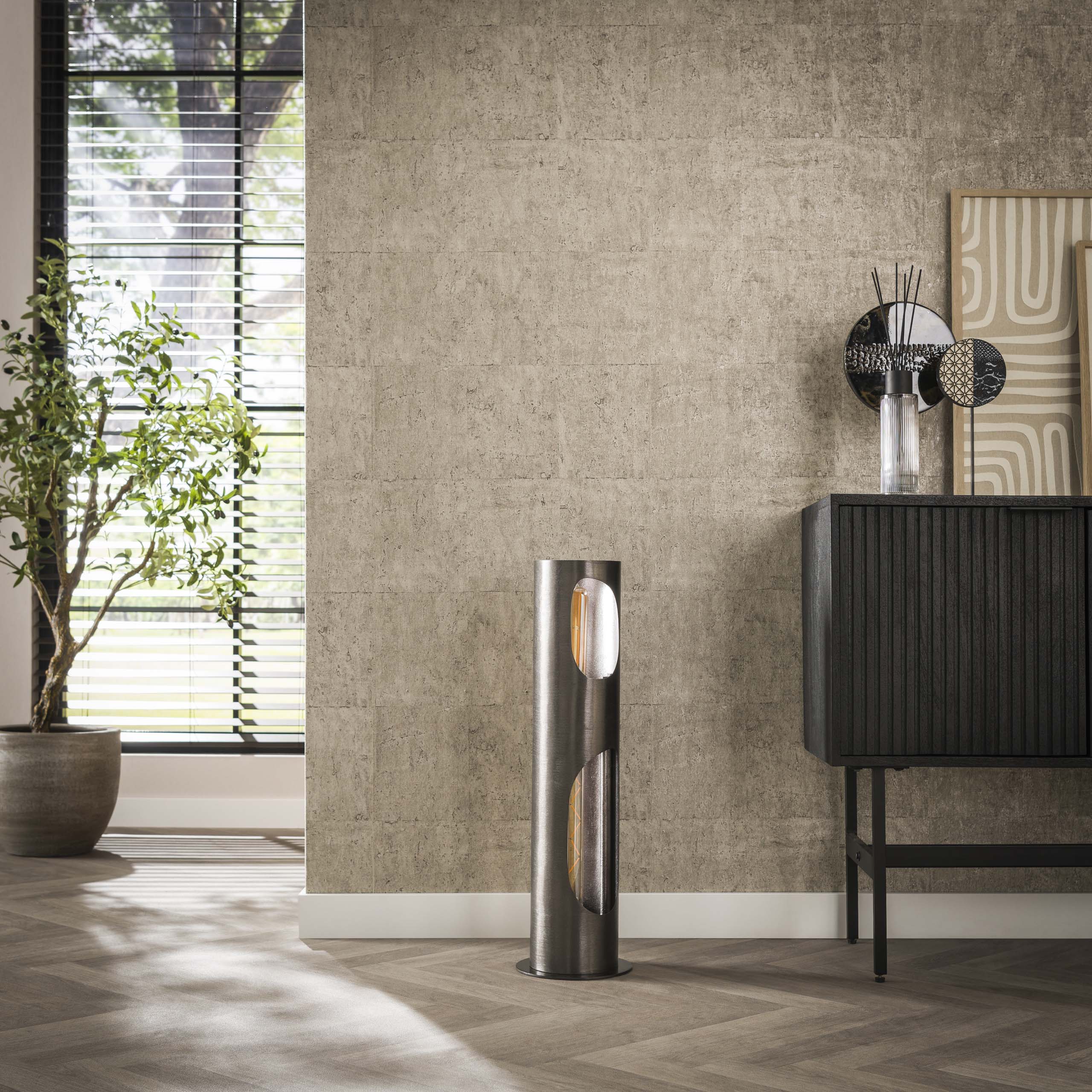 Lampada da terra Cilindro Organico a 2 luci - Nichel nero