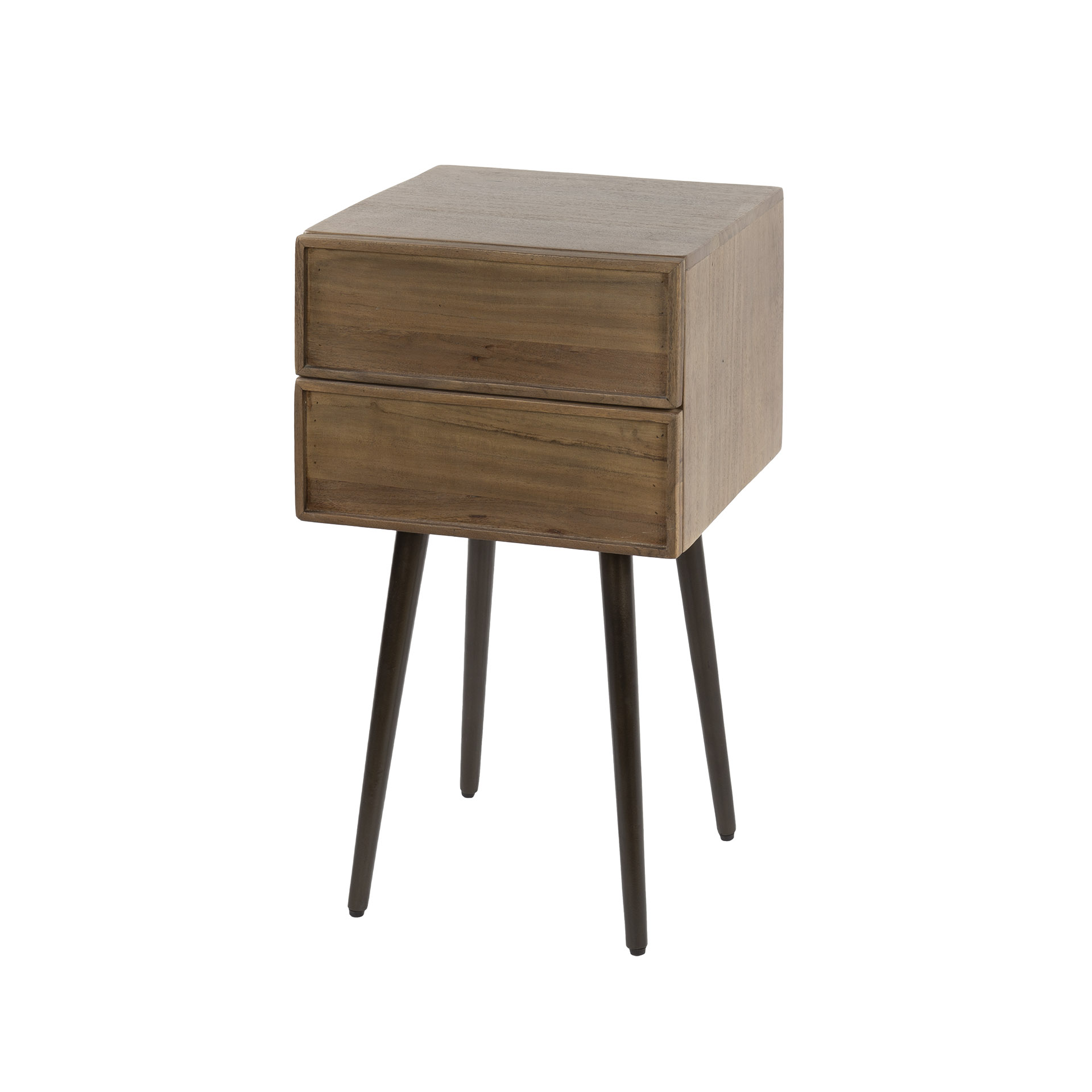 Bedside Table Frame 2 drawers - Solid acacia brown
