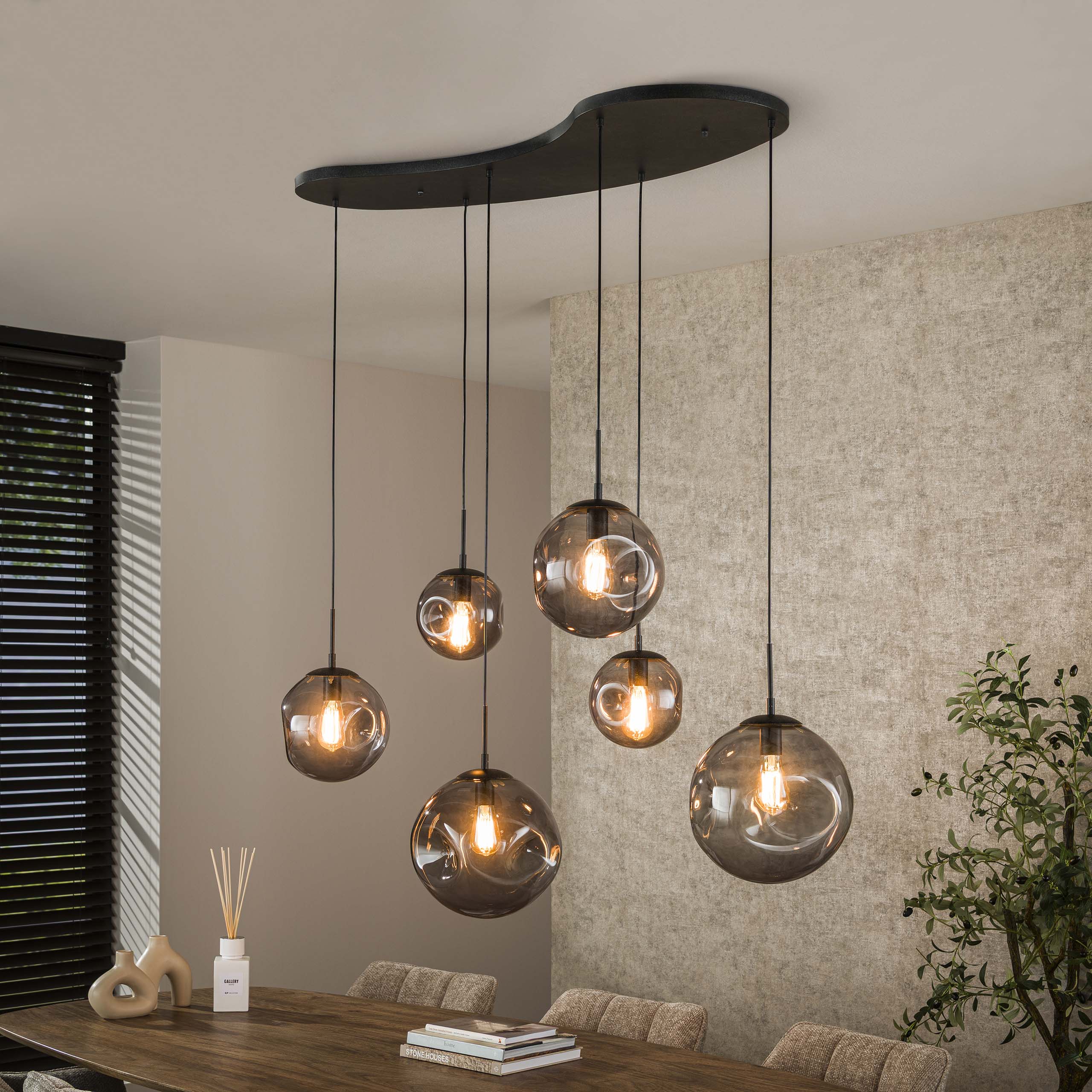 Hanging lamp Stellar Black 6-light - Artic black