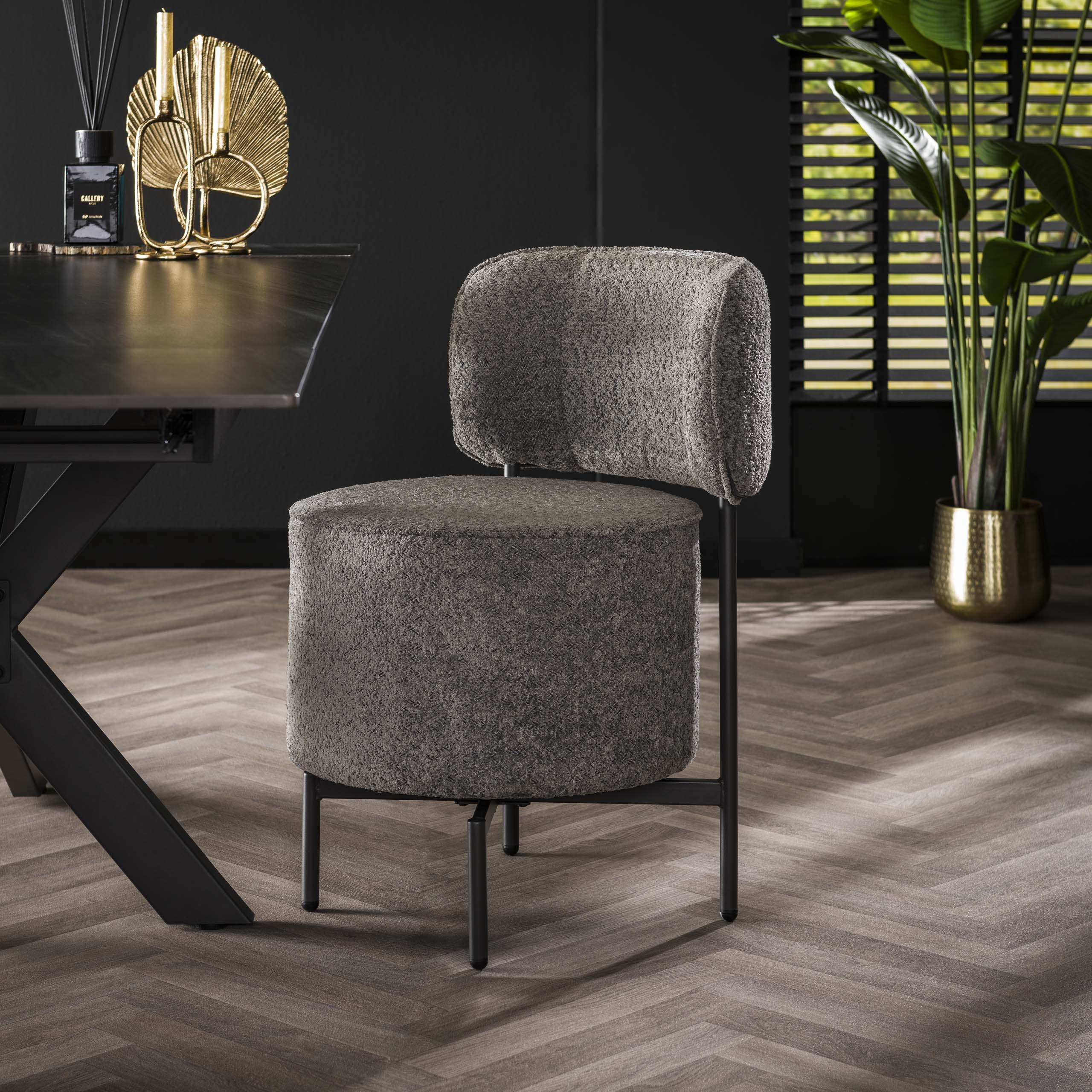 Sedia da cocktail bouclè girevole. VPE2 / Grigio Boucle
