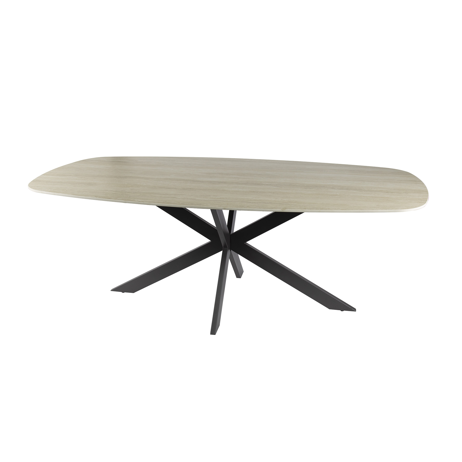Tavolo da pranzo ovale Romano Cross 215 cm - Travertino in ceramica 3D