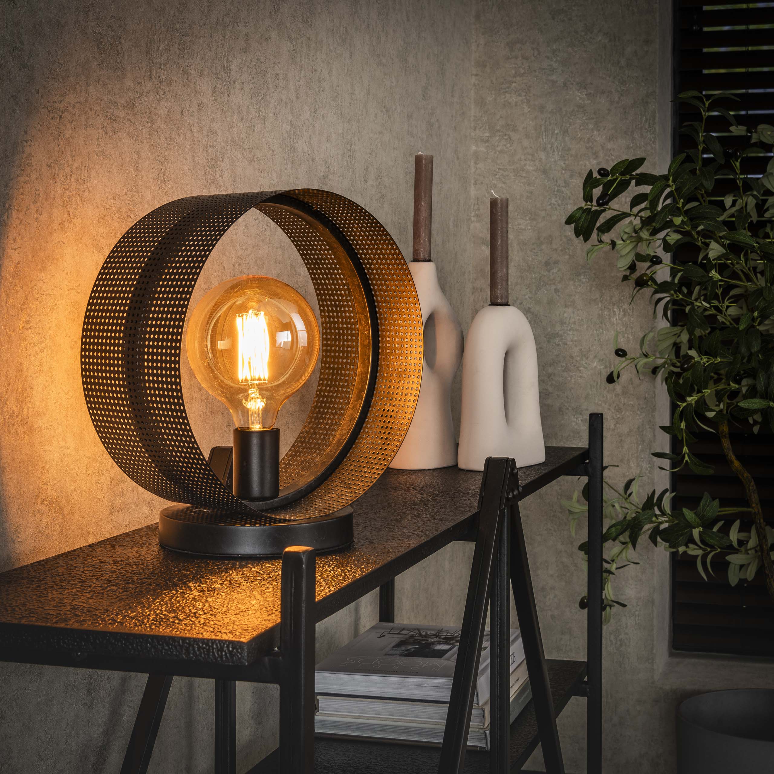Table lamp Ring Mesh 1-light - Charcoal