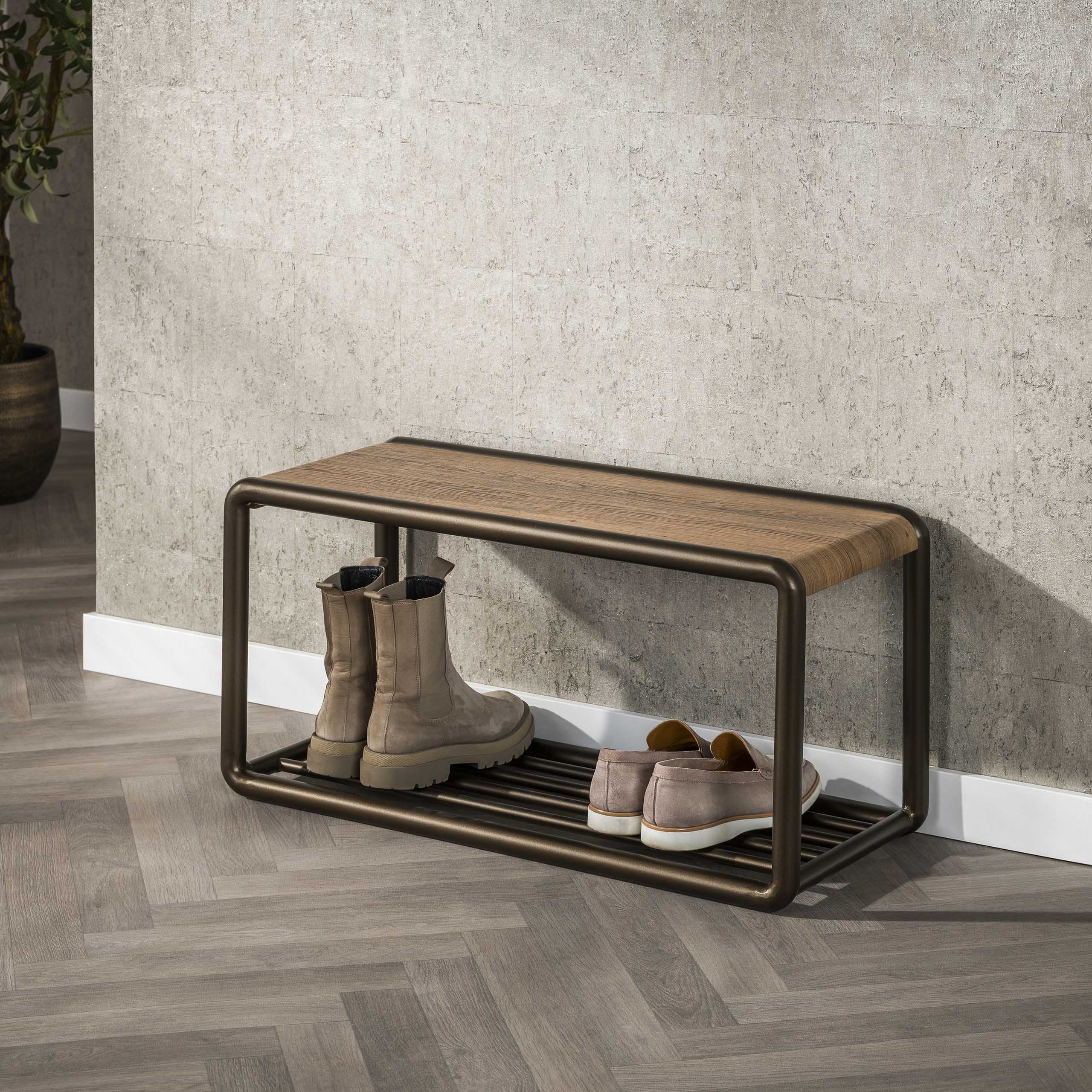 Panca per scarpe Luno Drift marrone - panca portaoggetti
