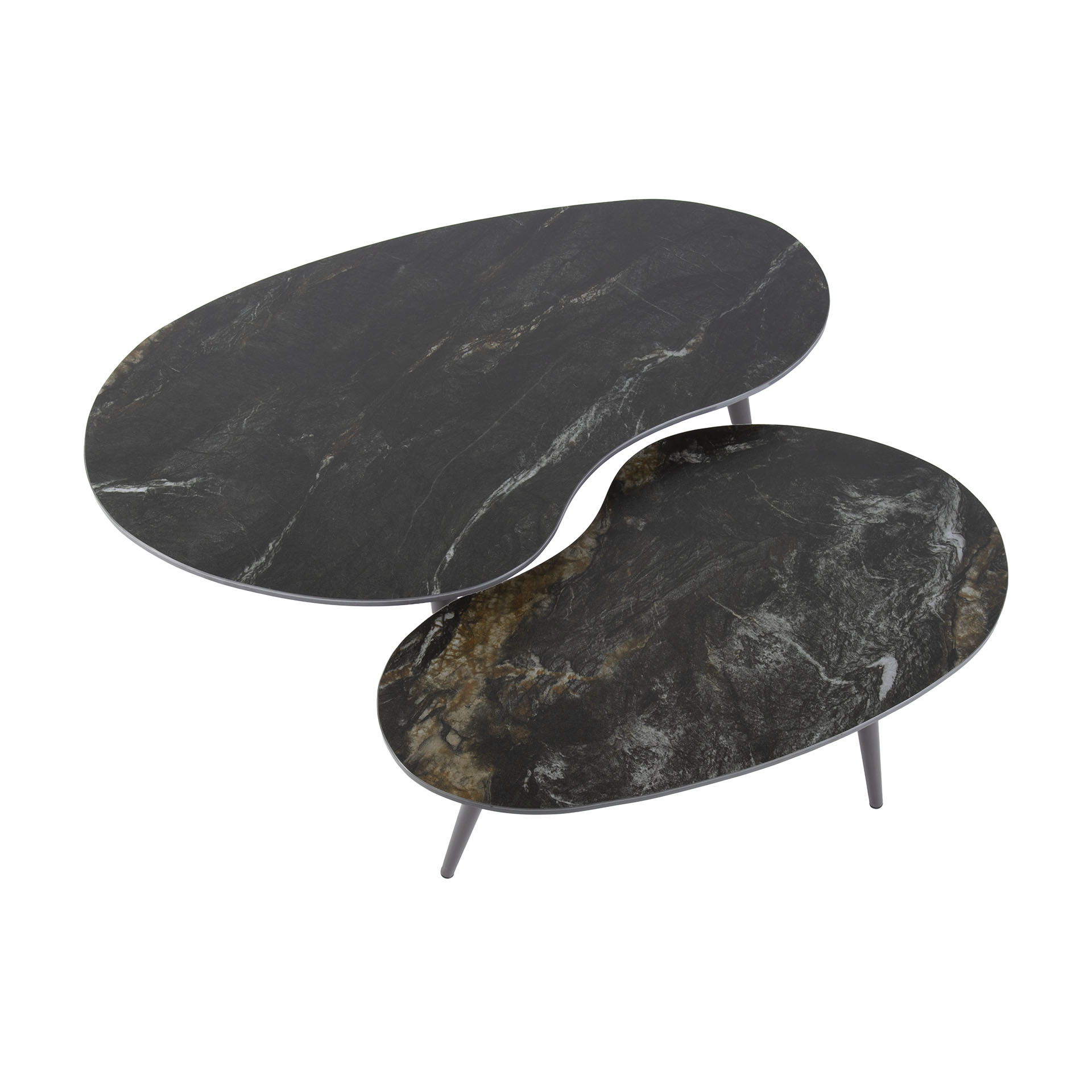 Tavolino Fossil a forma di rene - Set di 2 - Ceramica nera