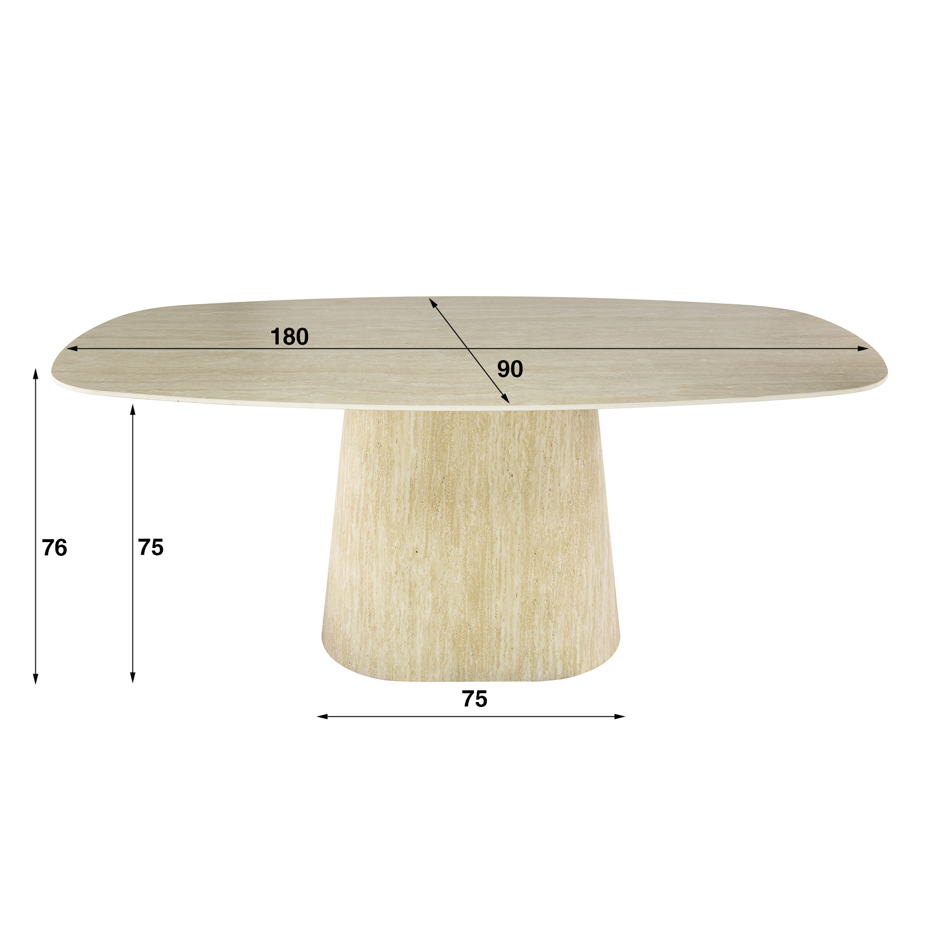 Tavolo da pranzo Centro Danese ovale 180 cm - Ceramica travertino