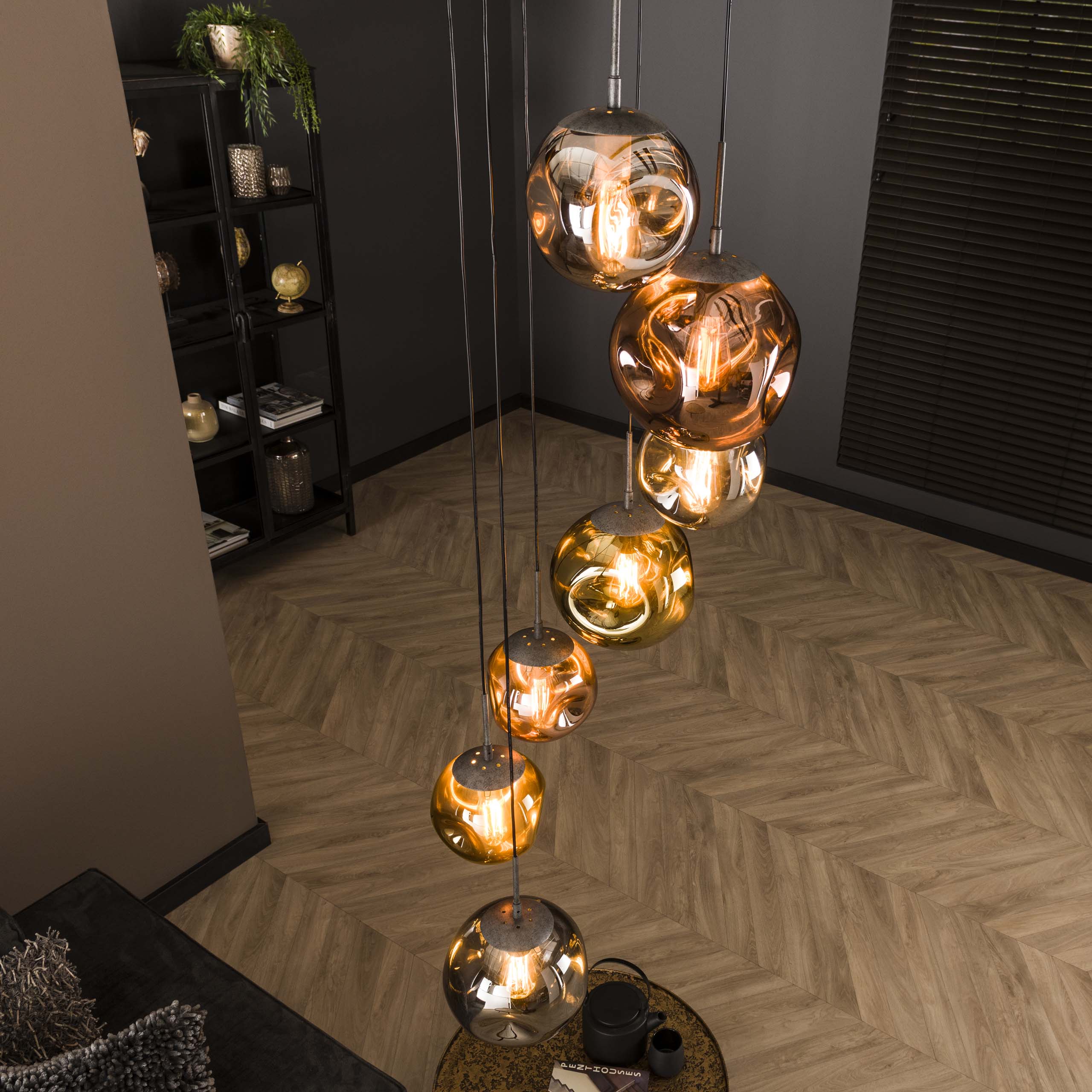 Lampada a sospensione stellare a gradini 7L / Argento antico