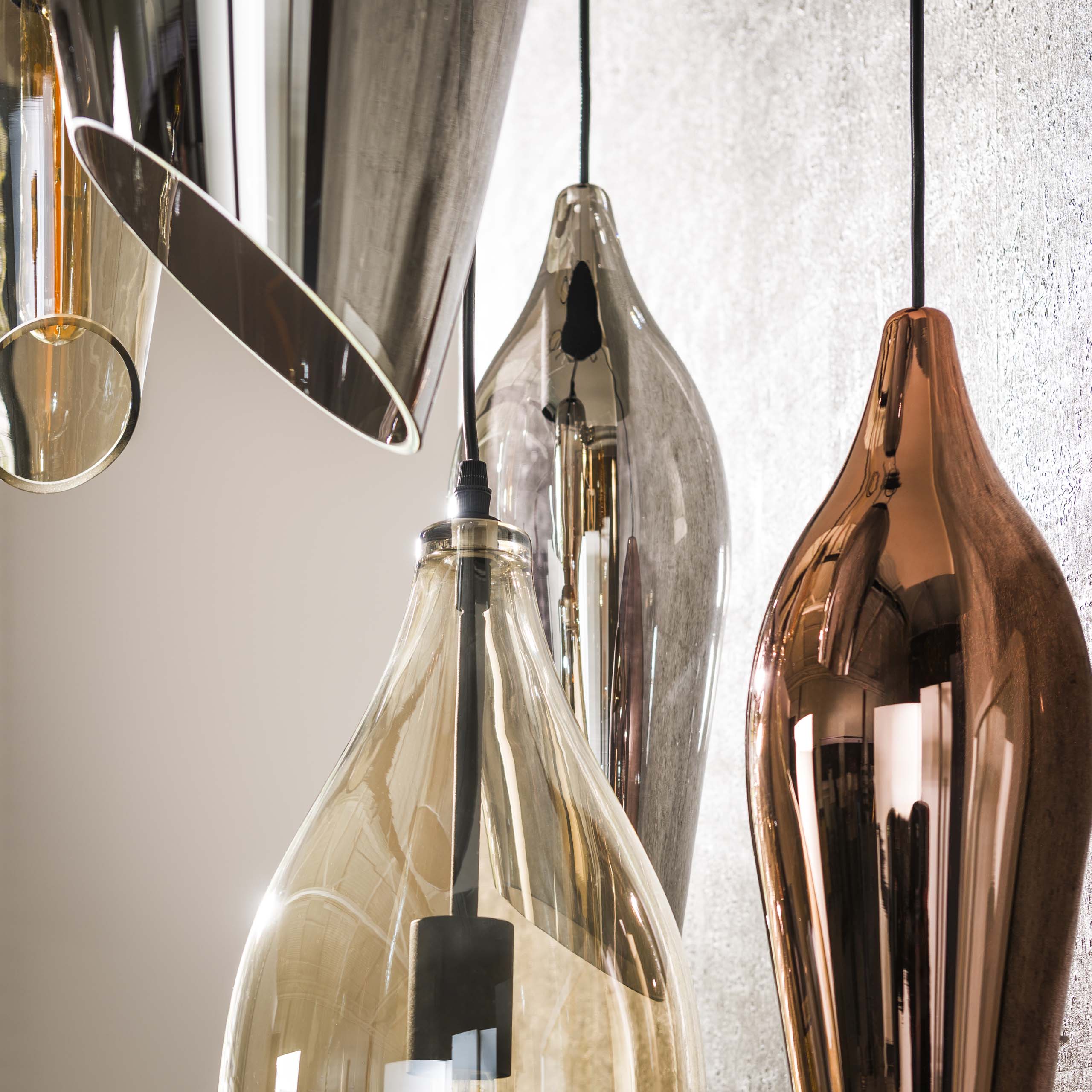 Lampada a sospensione 5L vetro misto cocoon a gradini / Nero