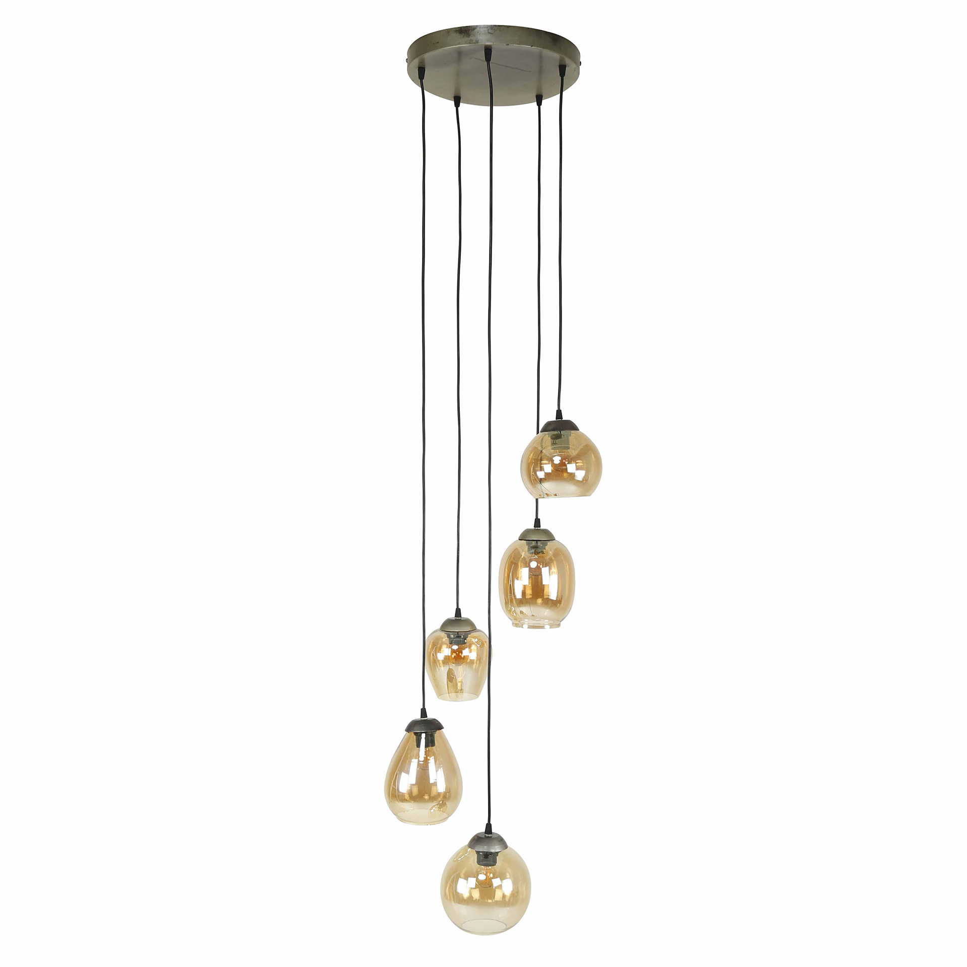 Lampada a sospensione mix a gradini 5L / Vetro color ambra