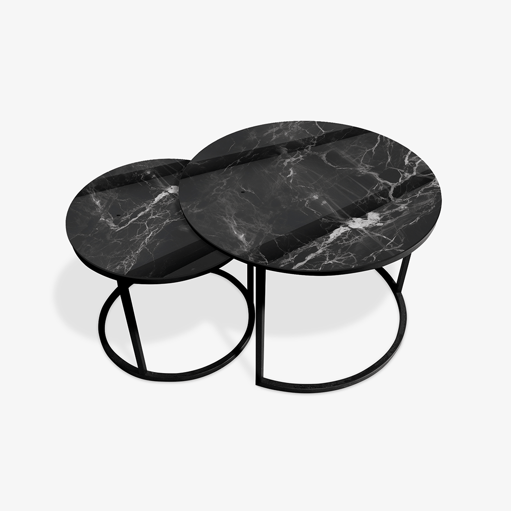 Tavolino Nero - Marmo Bianco e Nero