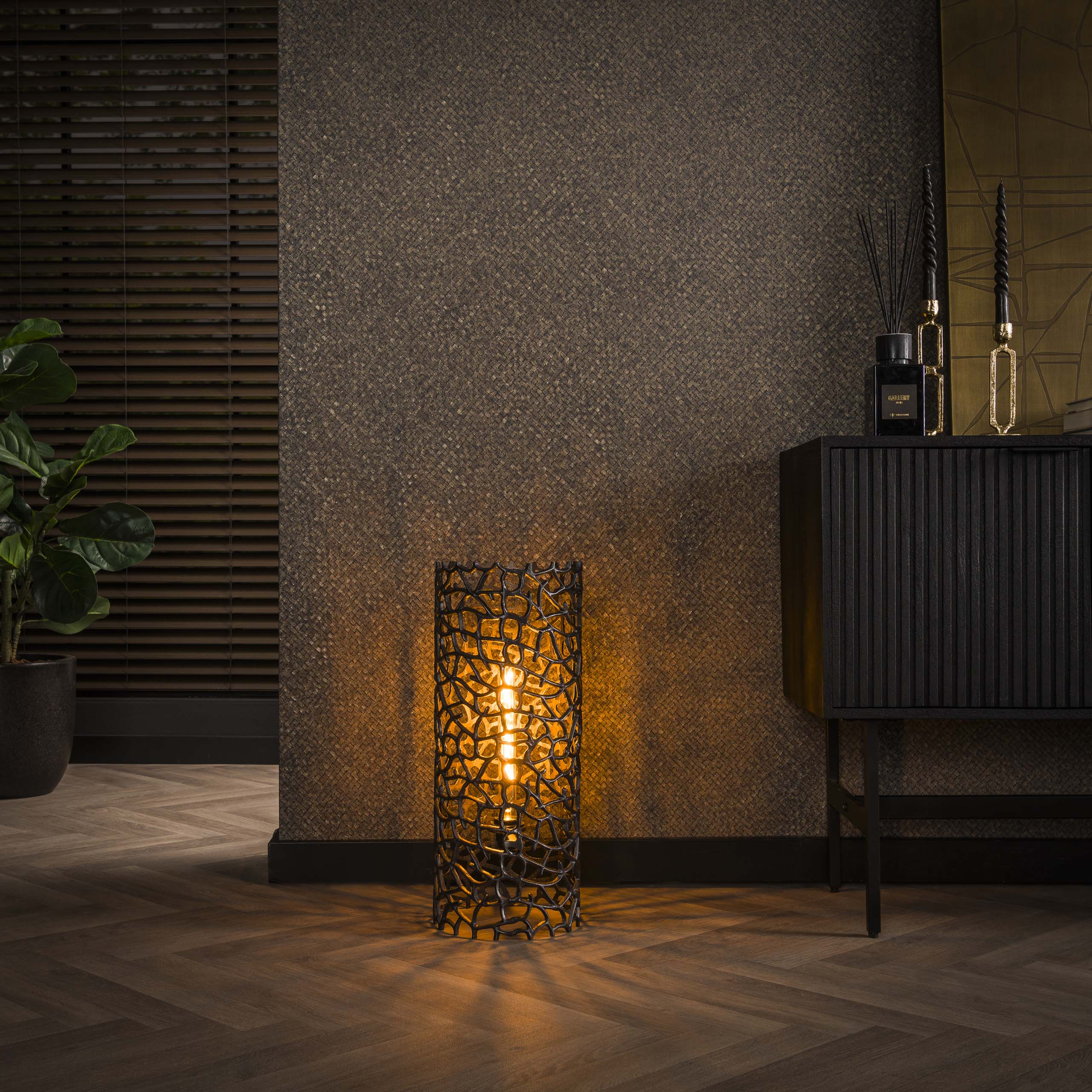 Lampada da terra Weaver a 1 luce - Nichel nero