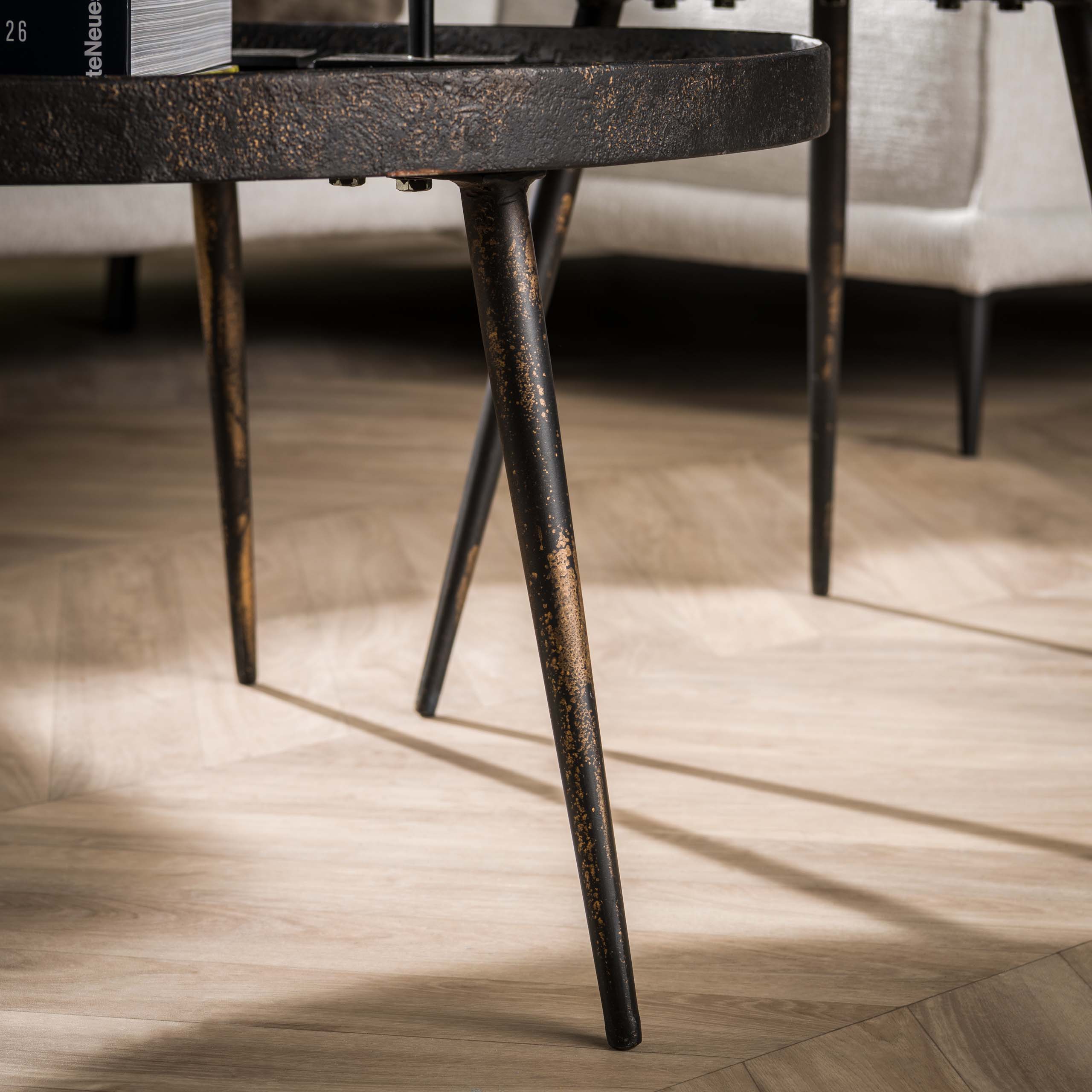 Tavolino metallico rotondo - Set di 2 - Grigio