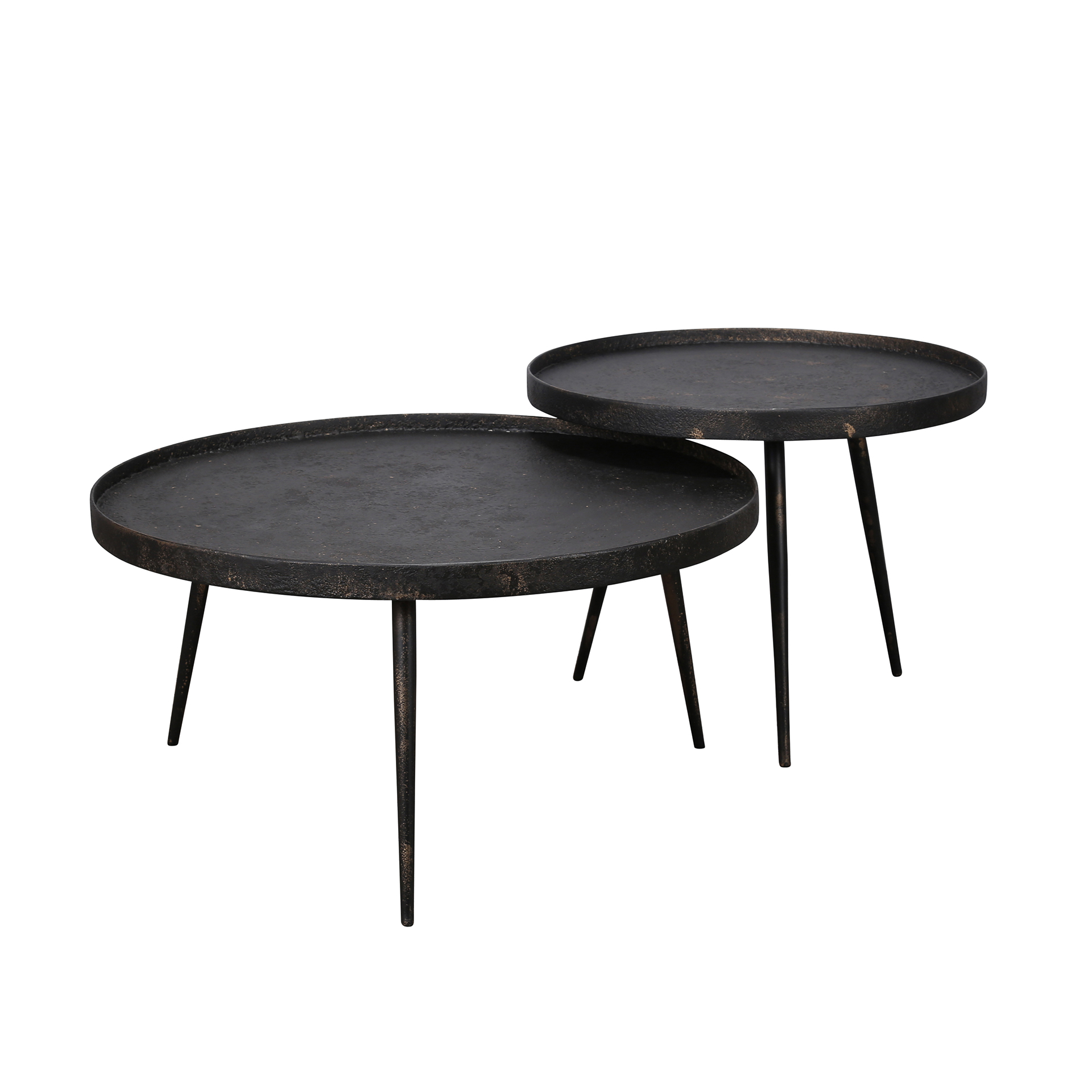 Tavolino metallico rotondo - Set di 2 - Grigio