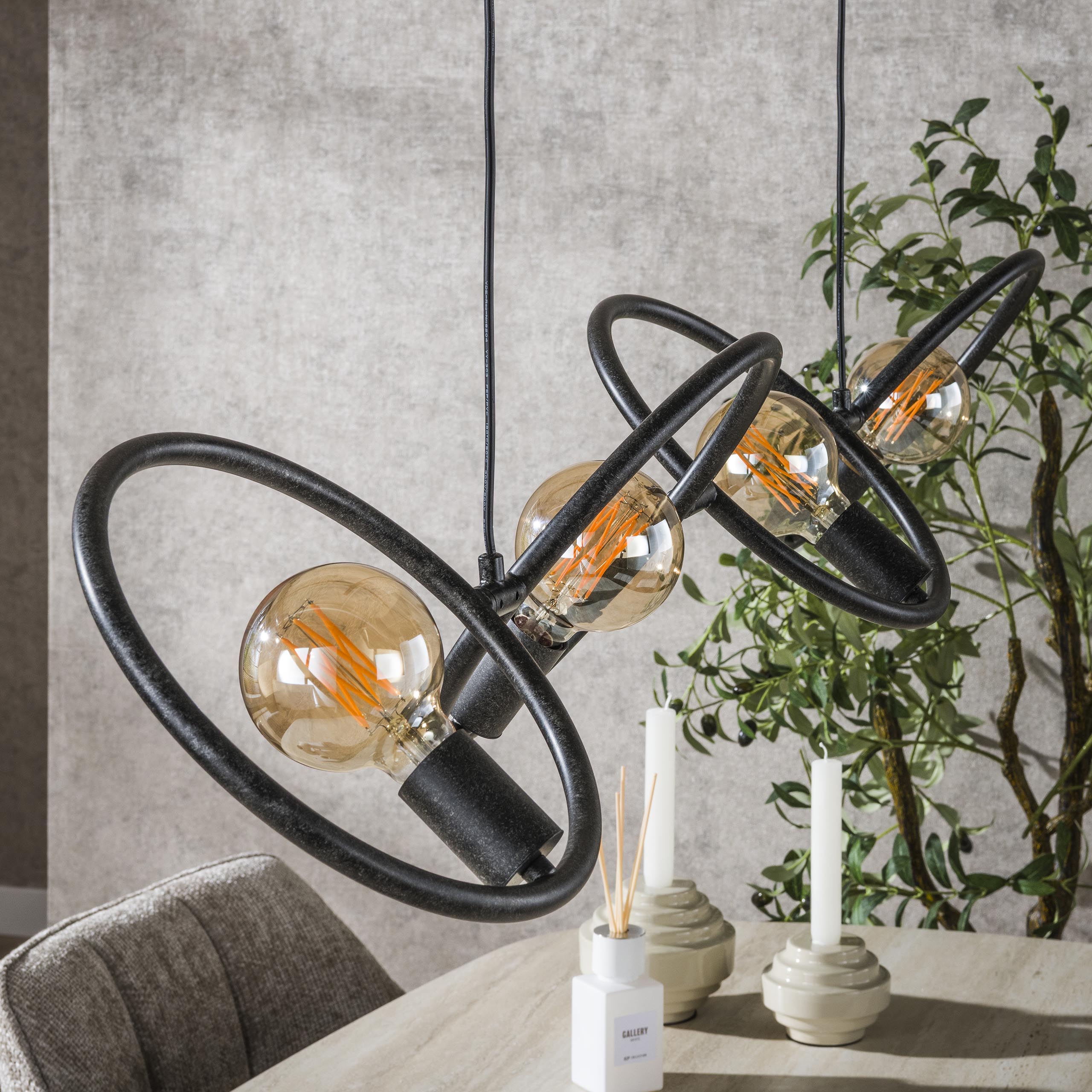Lampada a sospensione Loop 4 luci Artic nero