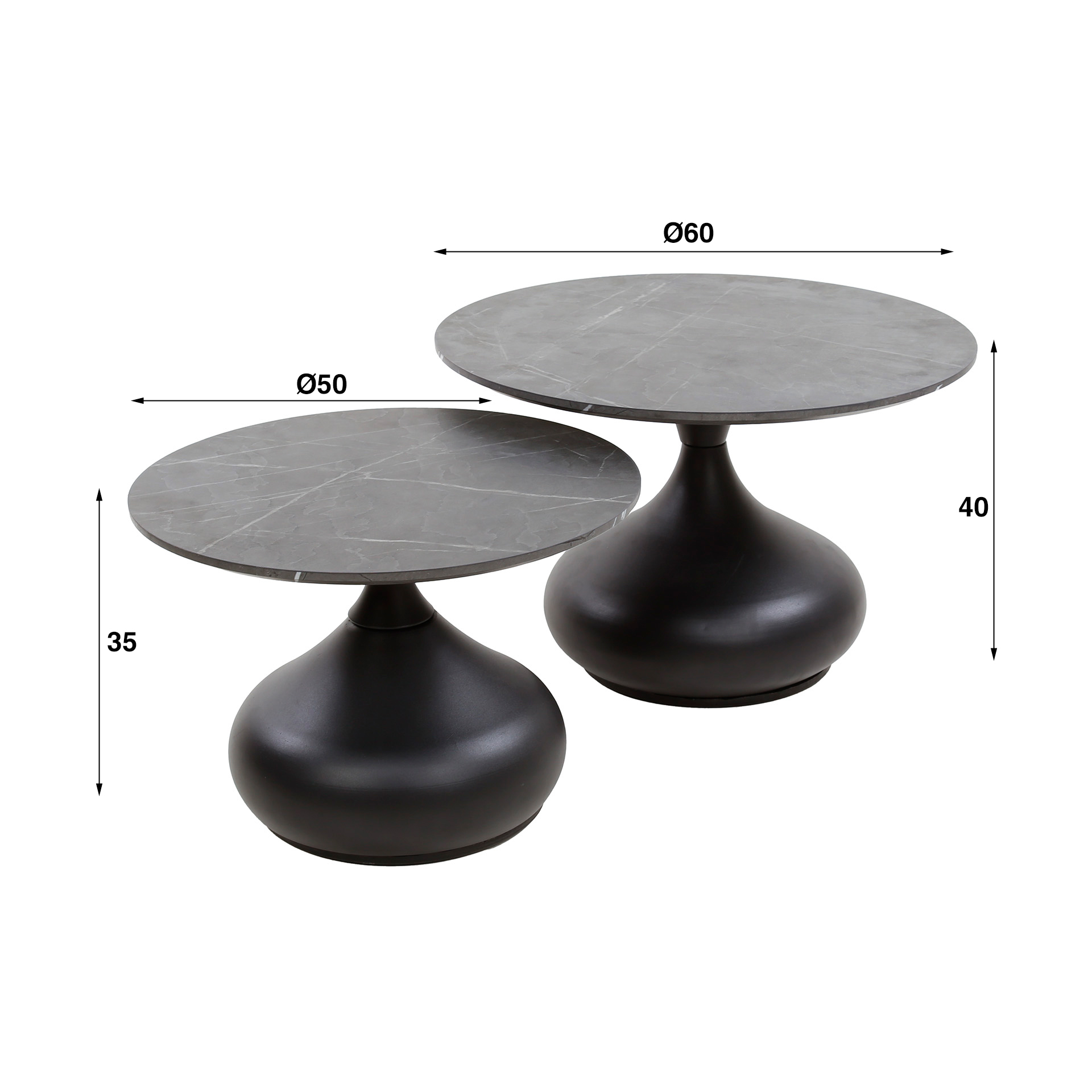 Set tavolino da caffè/2 forme a goccia/3D marrone nero