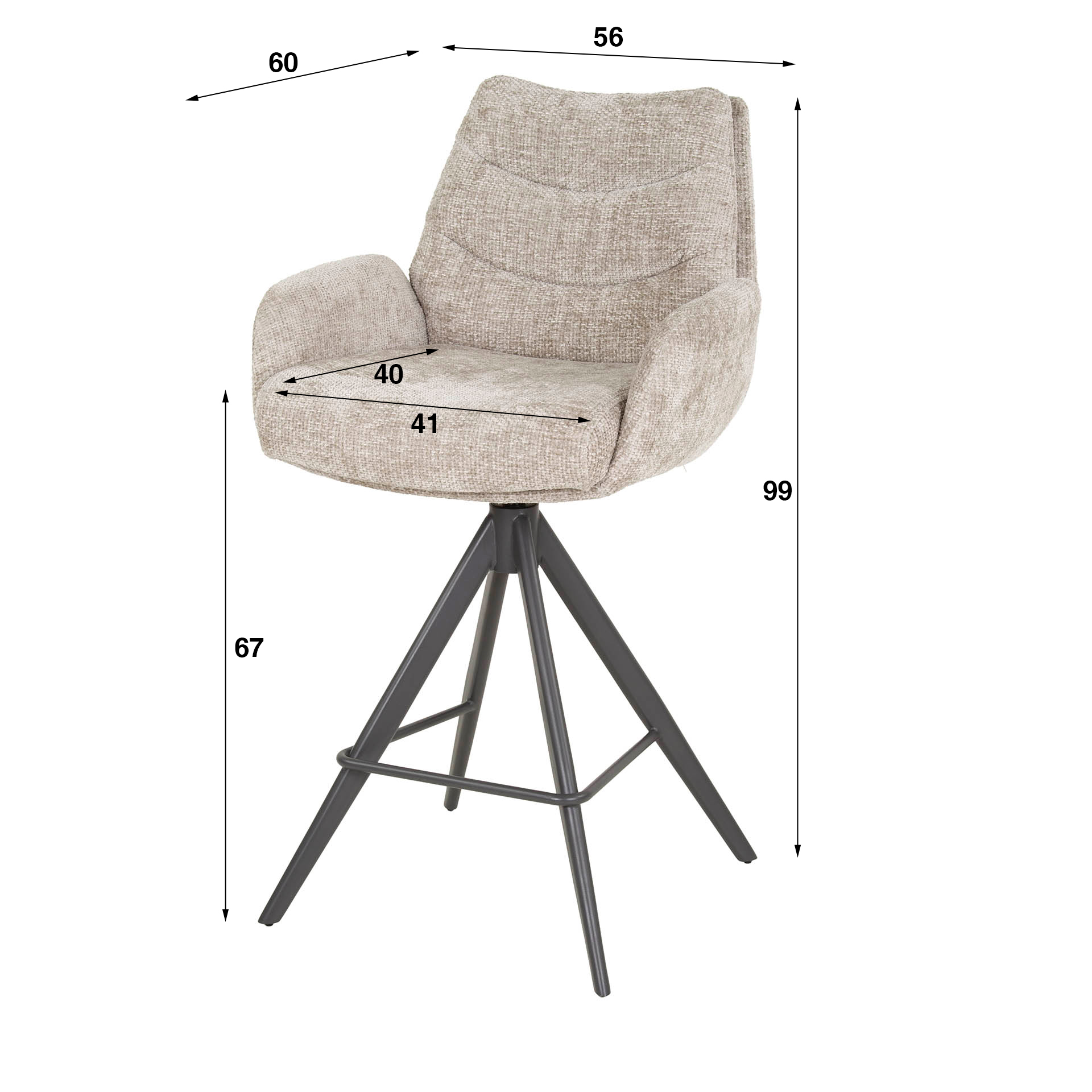 Bar chair Lounge rotating - packed per 2 - Hoven sand