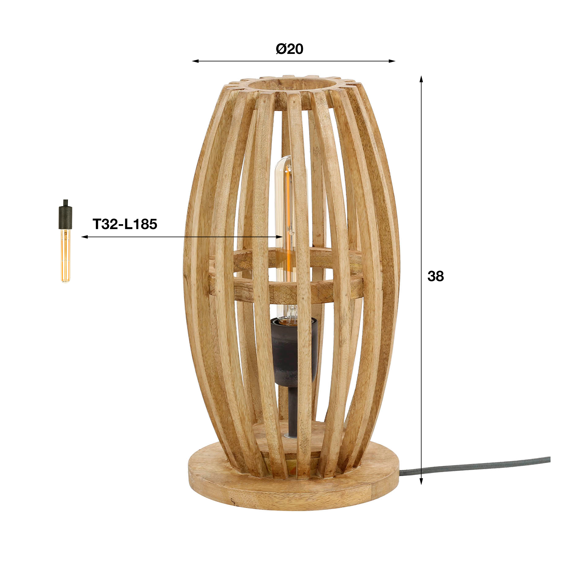 Table lamp 1L orbit / Solid mango natural