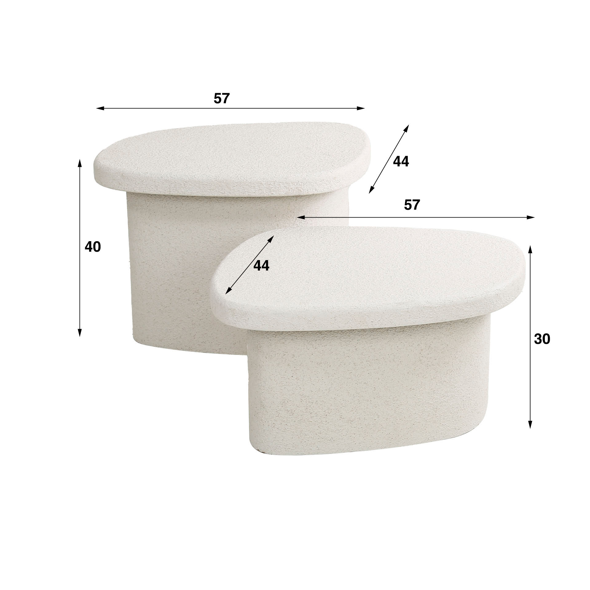 Set tavolino/2 pietre organiche/marmo composito