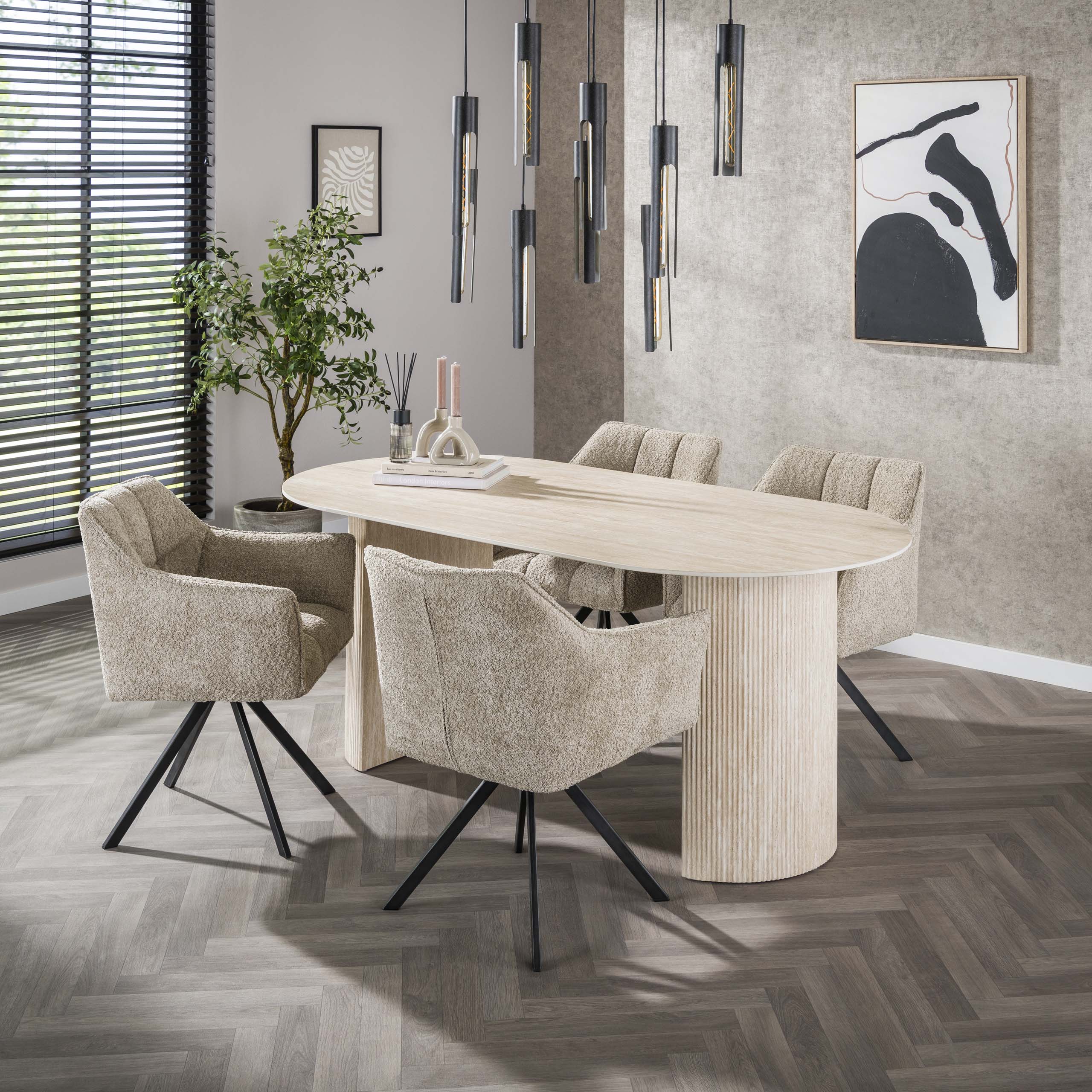 Tavolo da pranzo Arco Romano piatto ovale 180 cm - Ceramica travertino