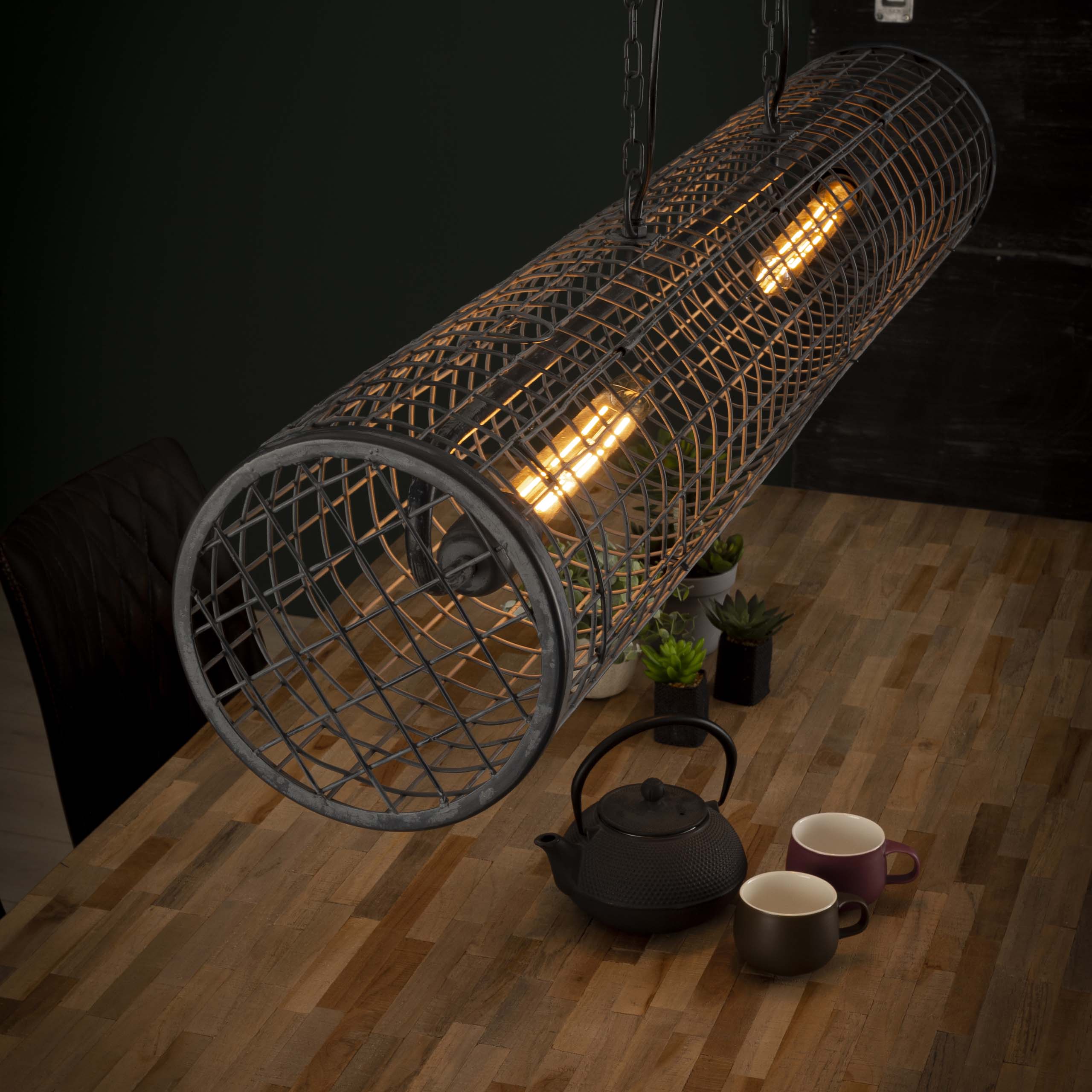 Hanging lamp D20cm cylinder mesh/Slate gray