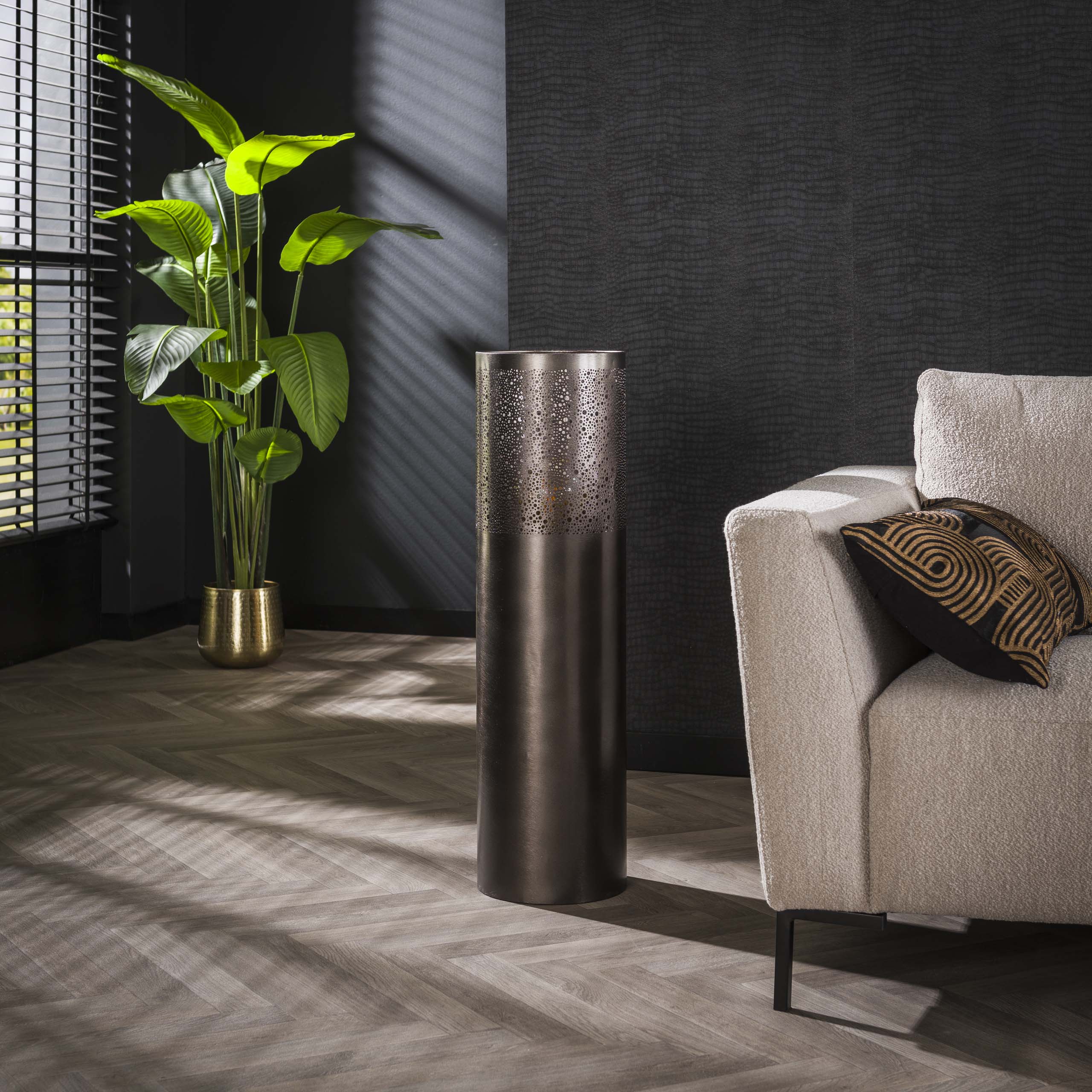 Lampada da terra Cilindro Glow 1 luce 90 cm - Nichel nero