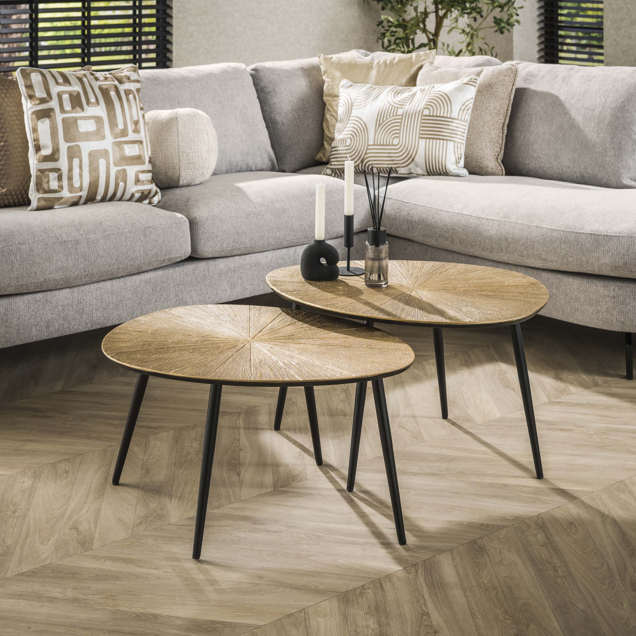 Tavolino Ray Organic - Set di 2 - Oro antico