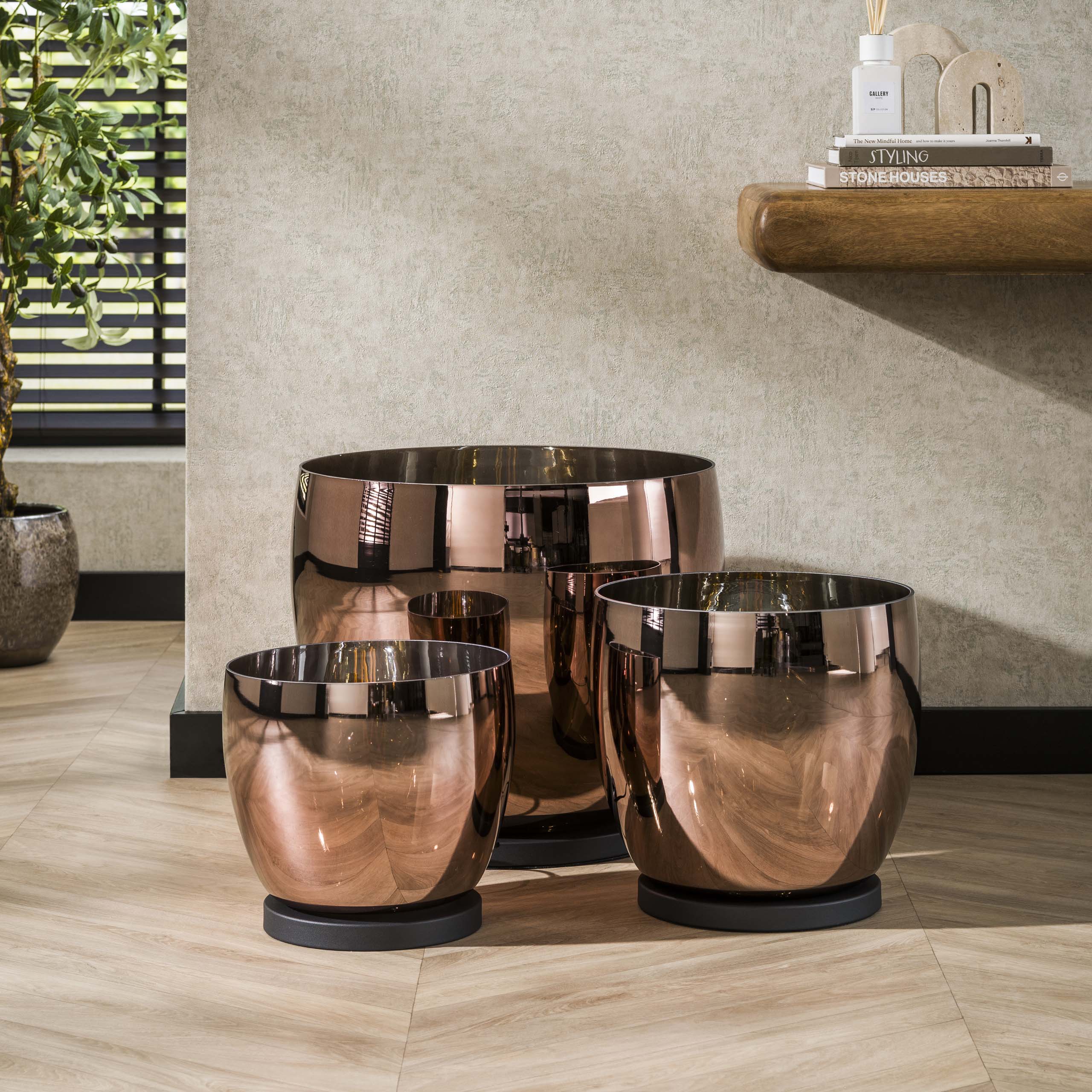 Floor lamp UP XL 1-light copper glass