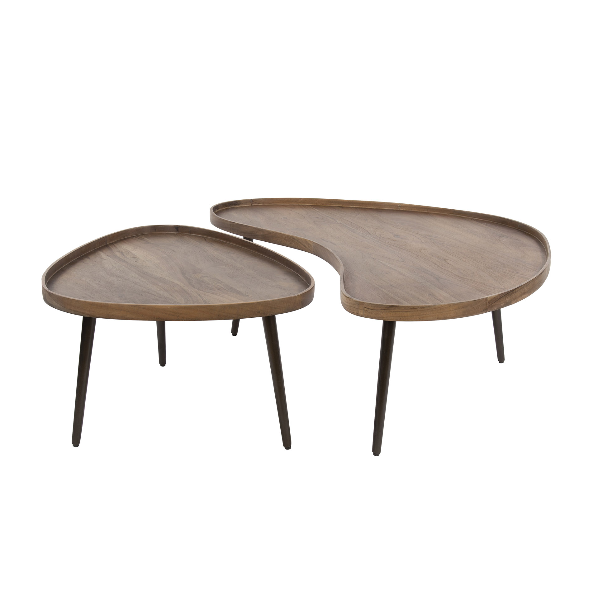 Tavolino Carve organico - set da 2 - marrone acacia