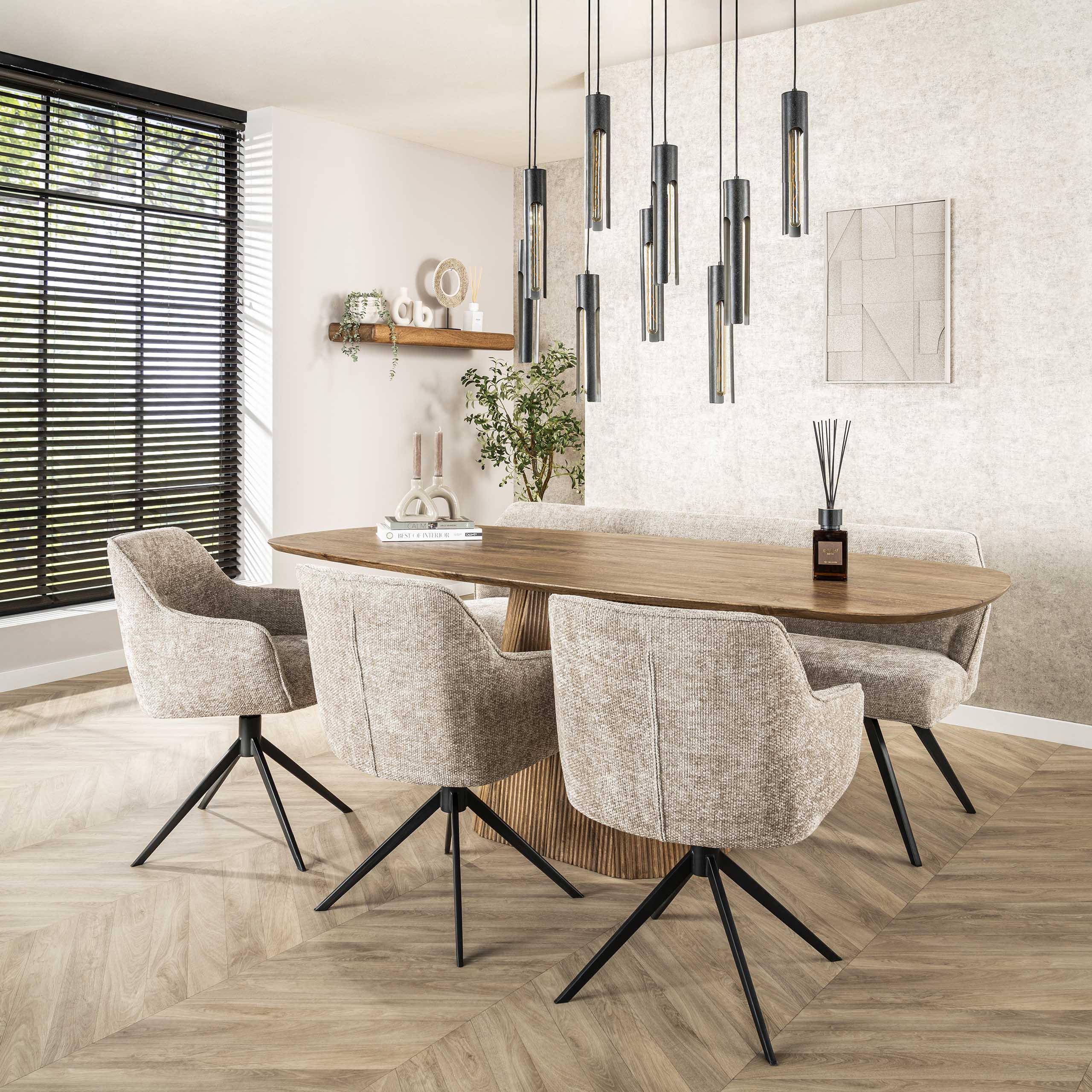 Tavolo da pranzo Wave Centro ovale 215 cm - Massello color mango sabbia