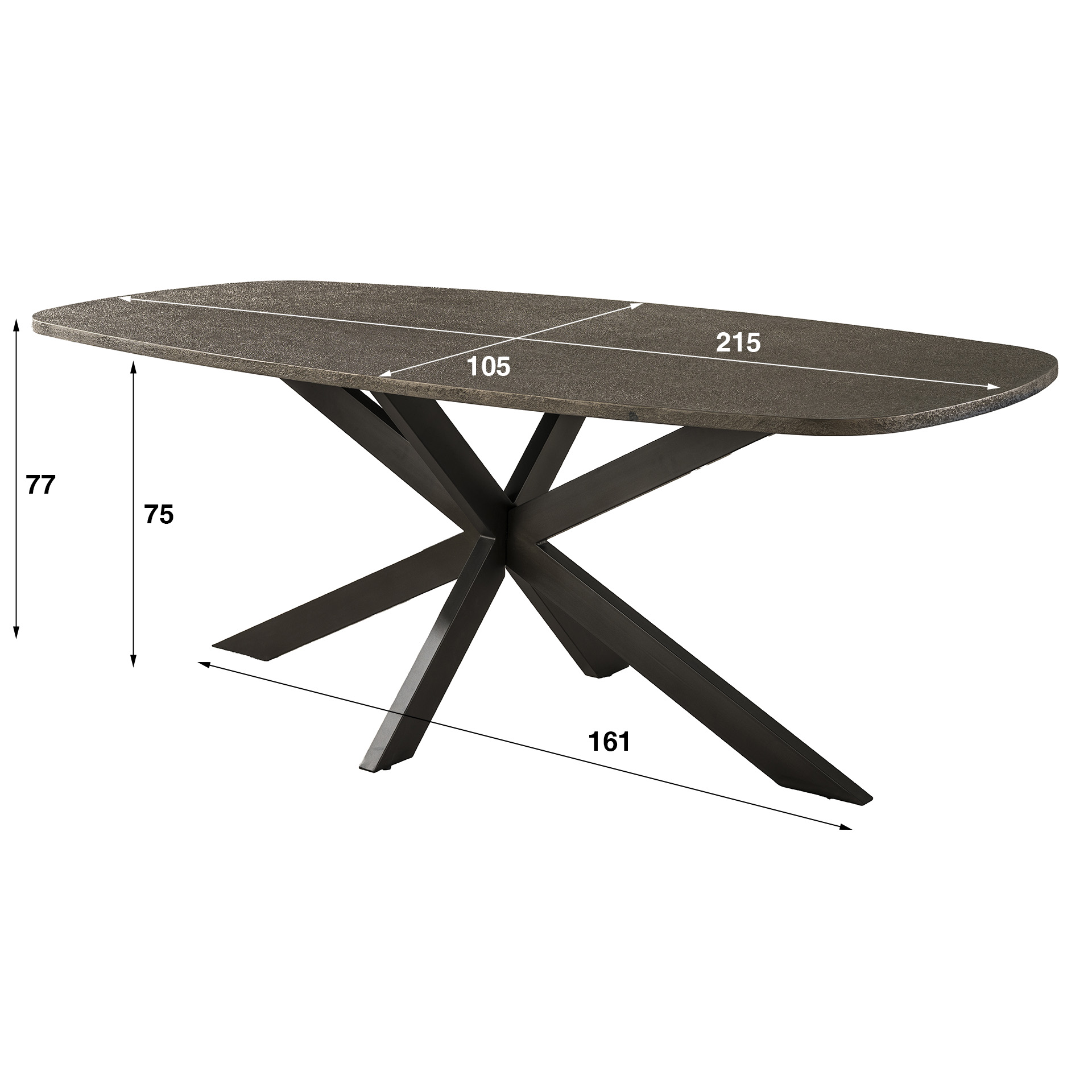 Tavolo da pranzo ovale danese Bronvik 215 cm - Metallo liquido bronzo
