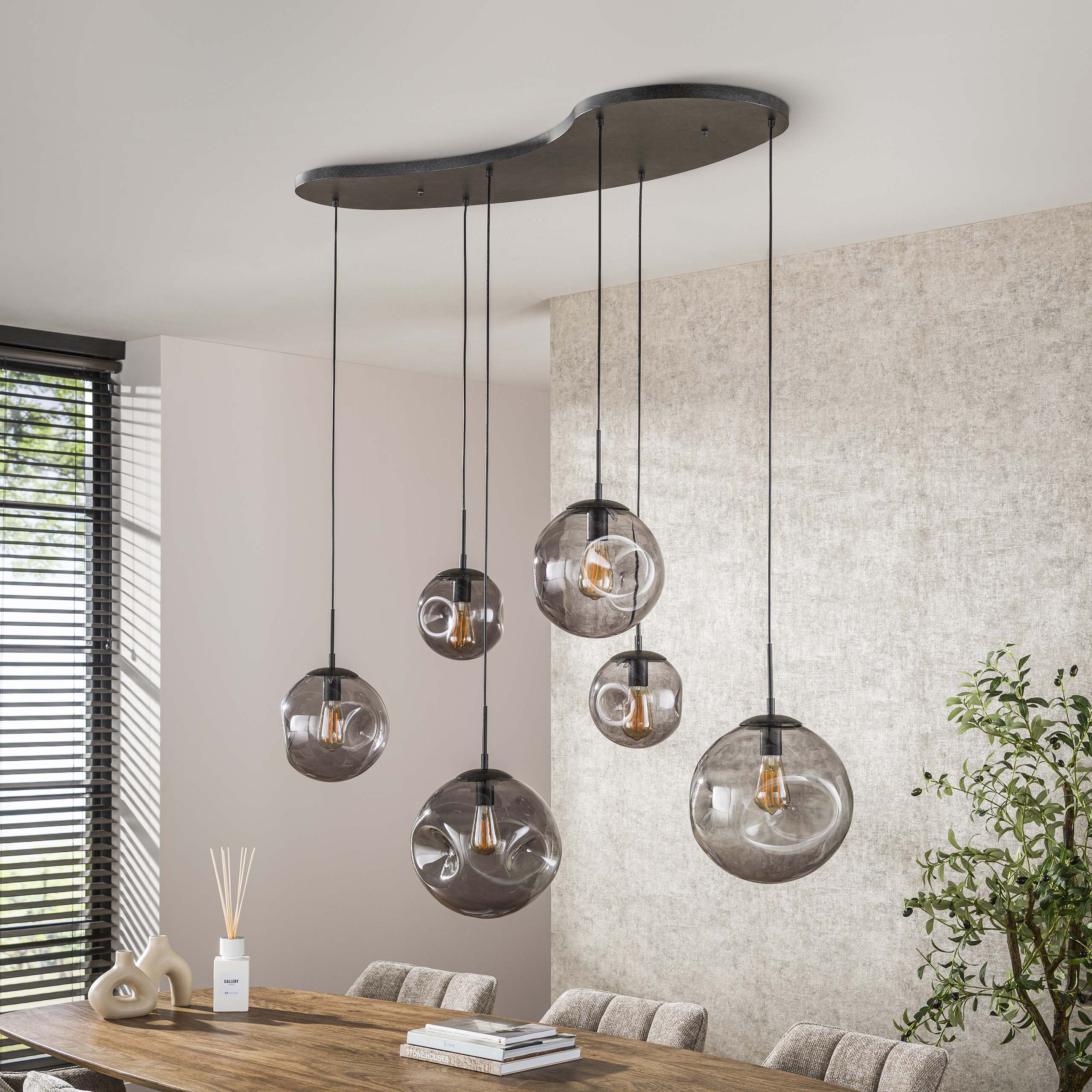 Hanging lamp Stellar Black 6-light - Artic black