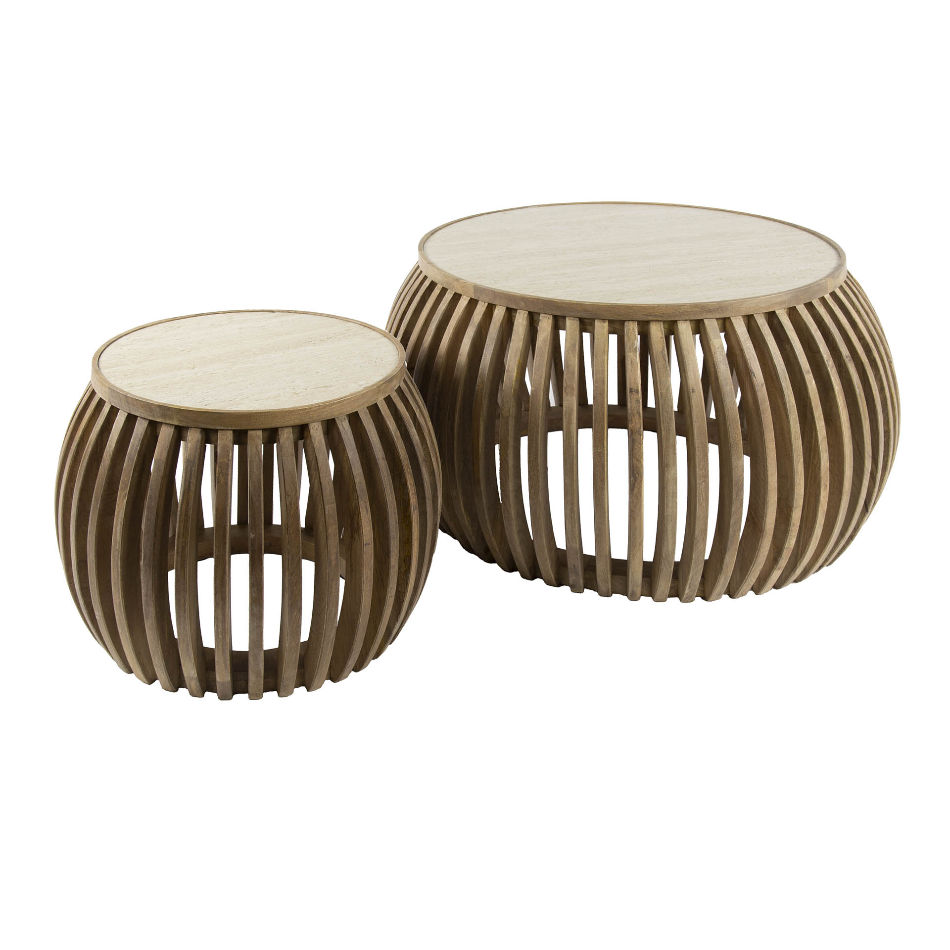 Tavolino Nuovo Curve - set di 2 - Solido mango sabbia