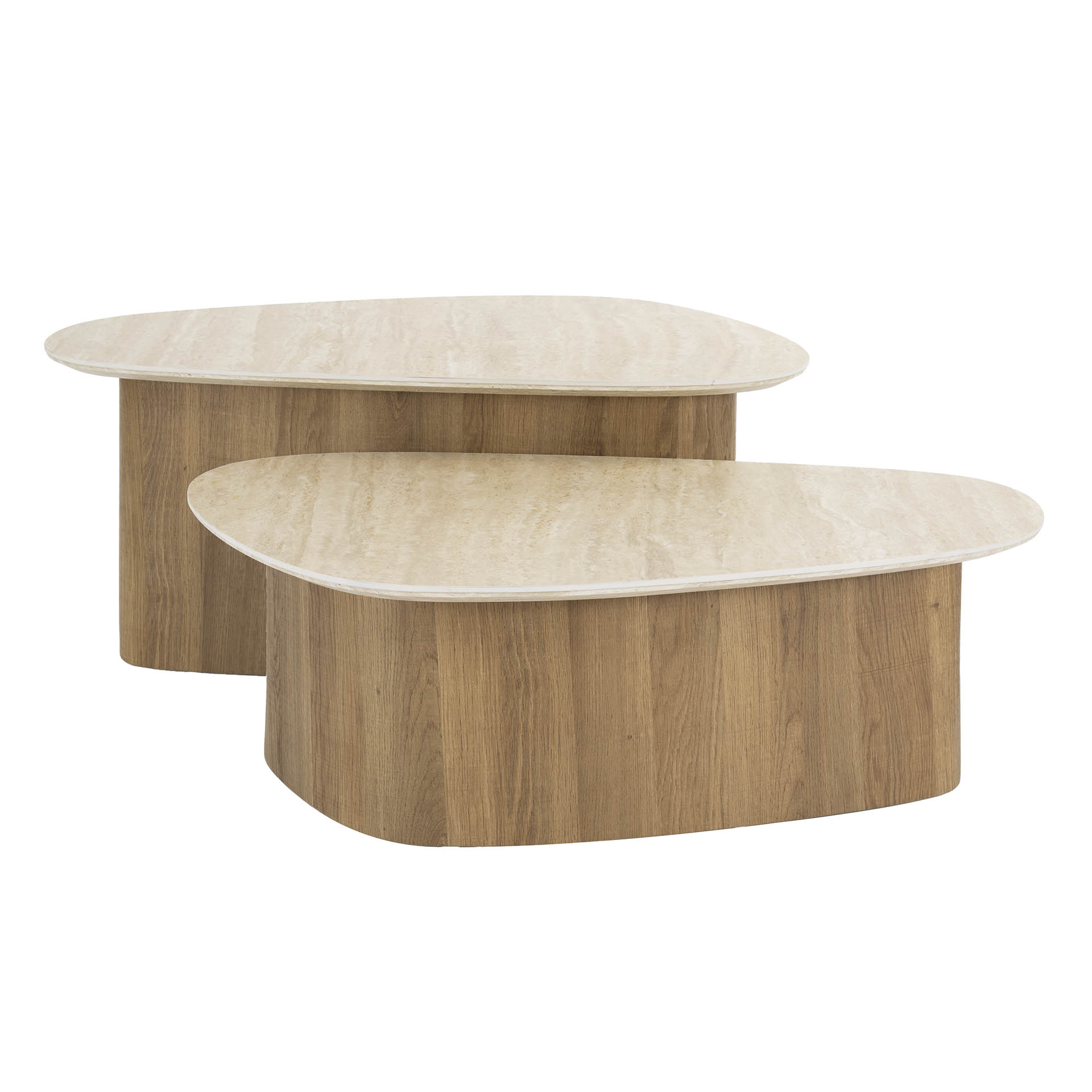 Tavolino Romano triangolare - set di 2 - Travertino