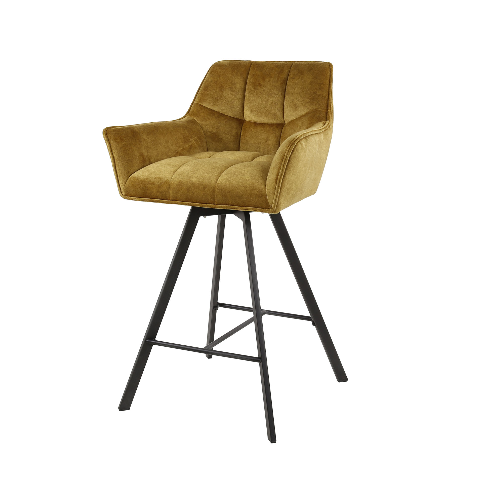 Bar chair grid rotatable. VPE2 / Gold-colored velvet
