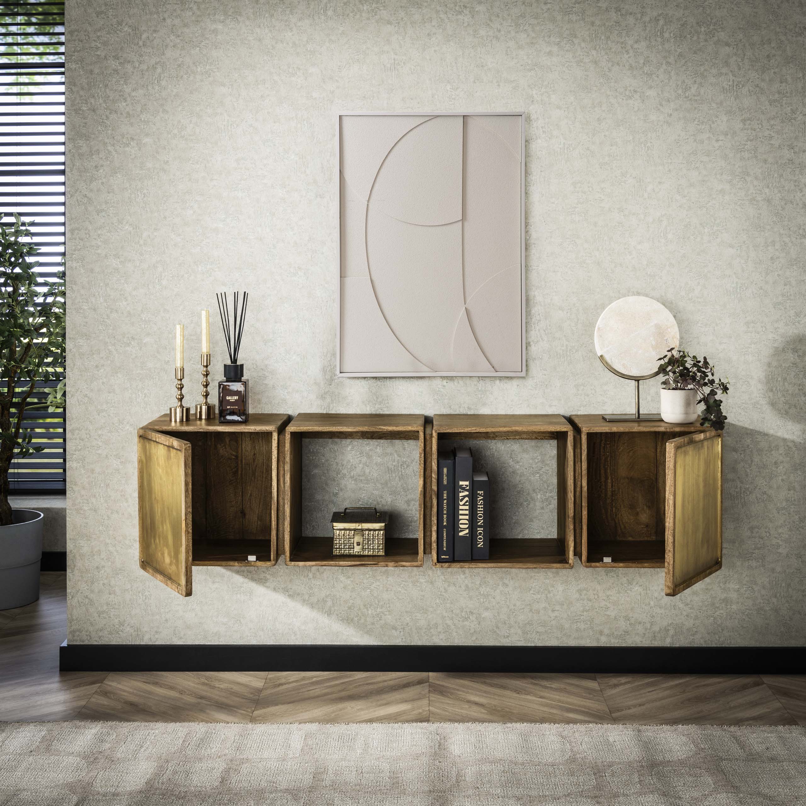 Sideboard Brass 2 doors - Solid mango sand color
