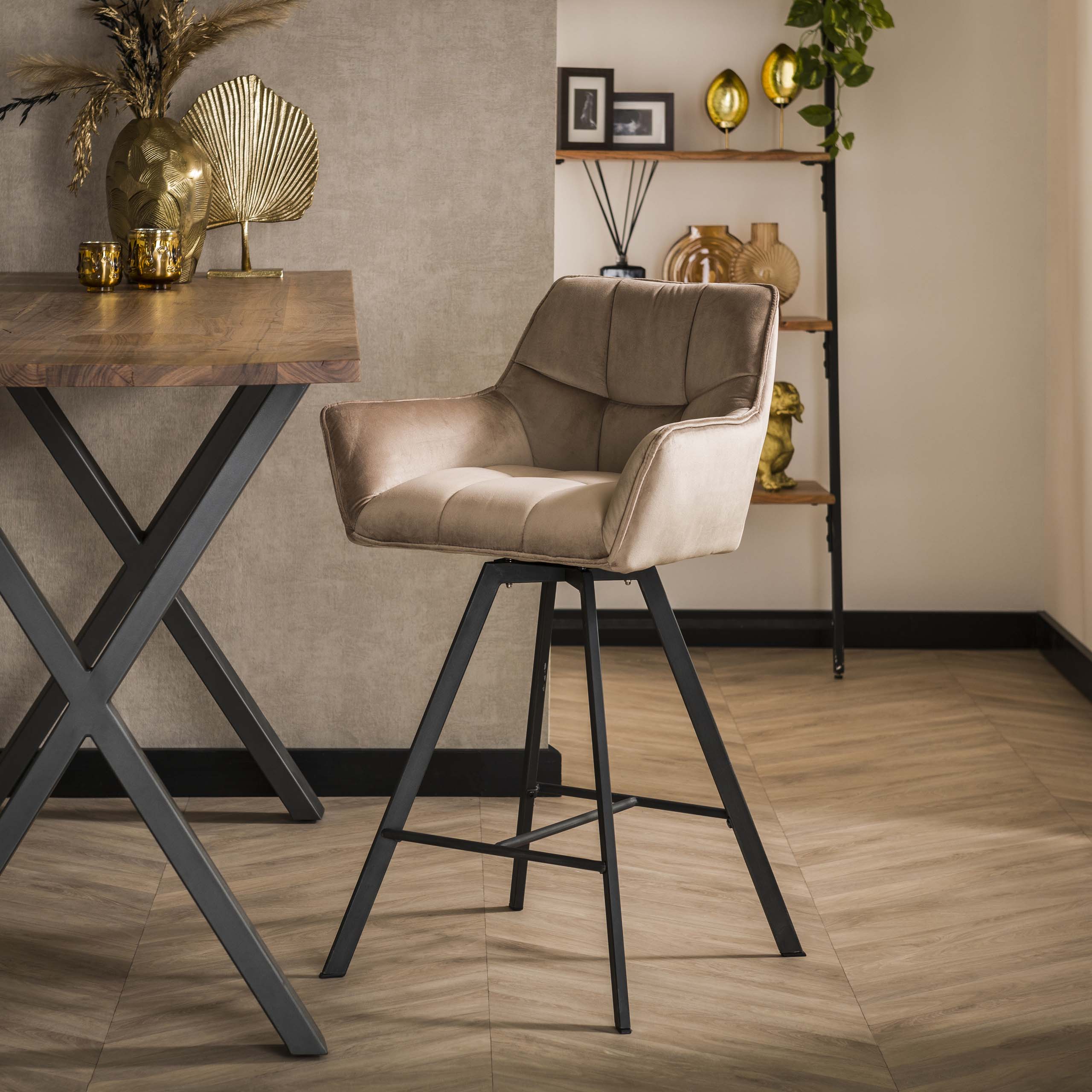 Bar chair grid rotatable. VPE2 / Champagne velvet