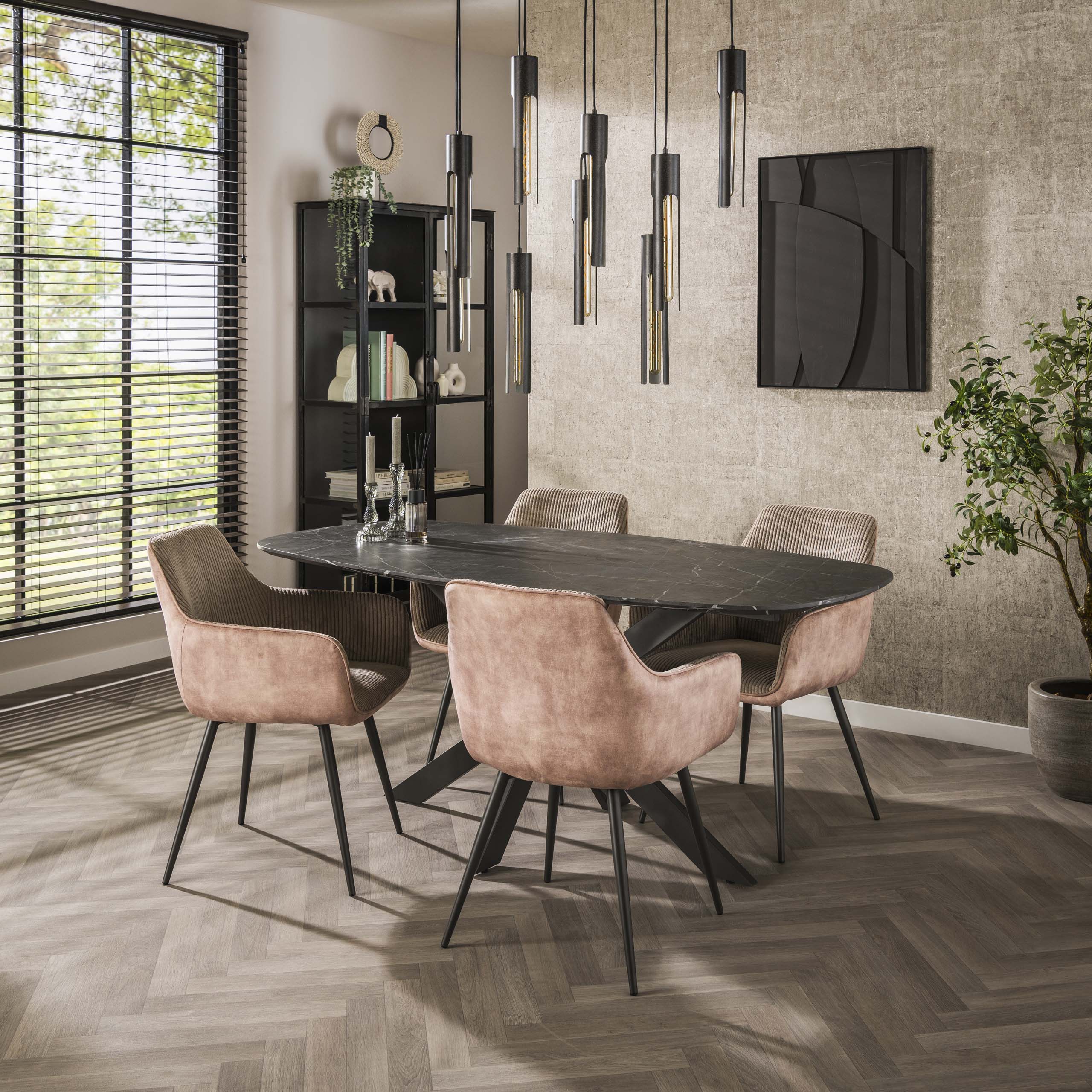 Tavolo da pranzo 180 ovale danese / 3D Melamina pietra ardesia