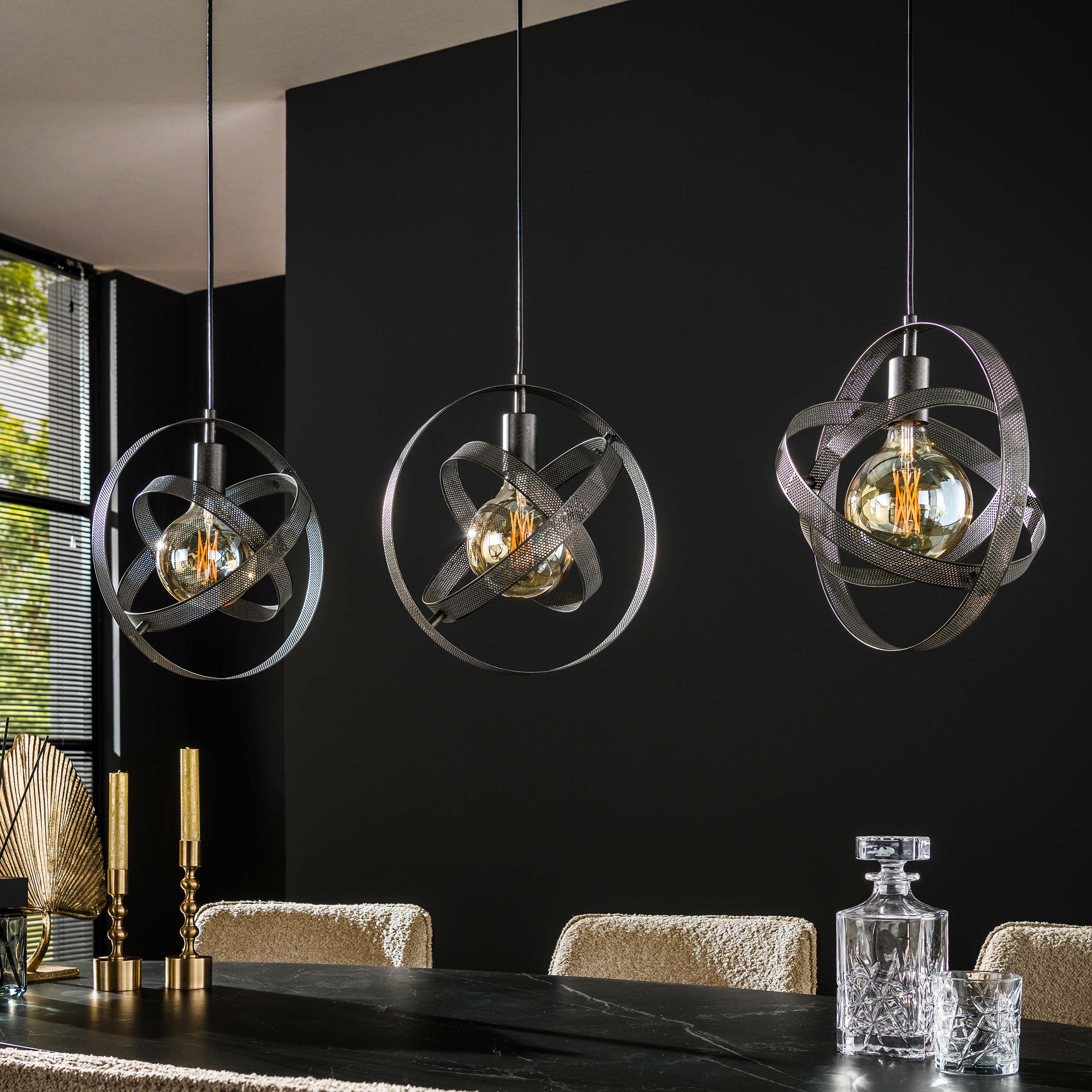 Hanging lamp 3L cosmos mesh / Artic black