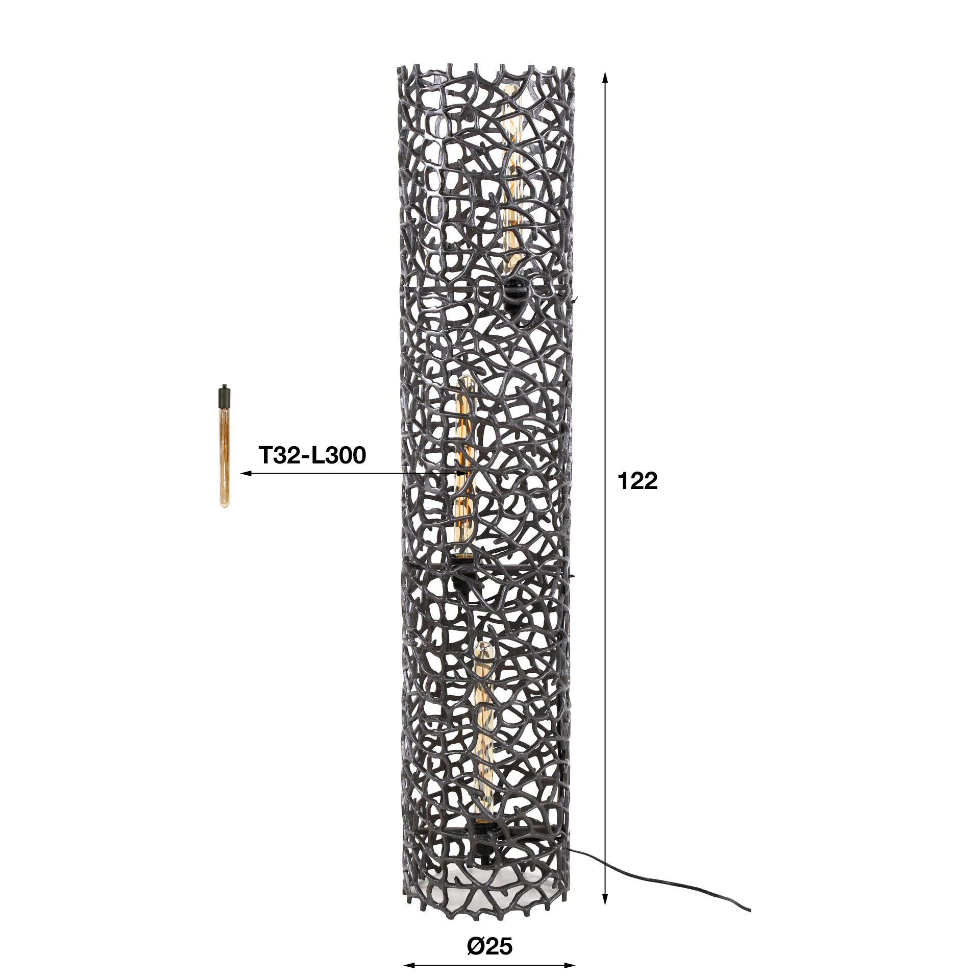 Lampada da terra Weaver XL a 3 luci - Nichel nero