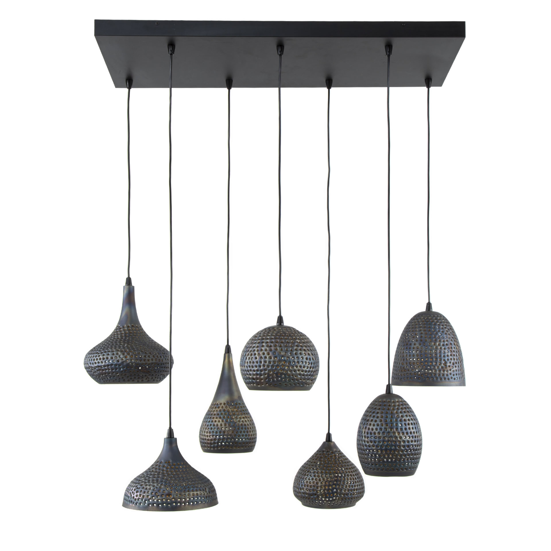 Hanging lamp 4+3 punch mix / Black brown