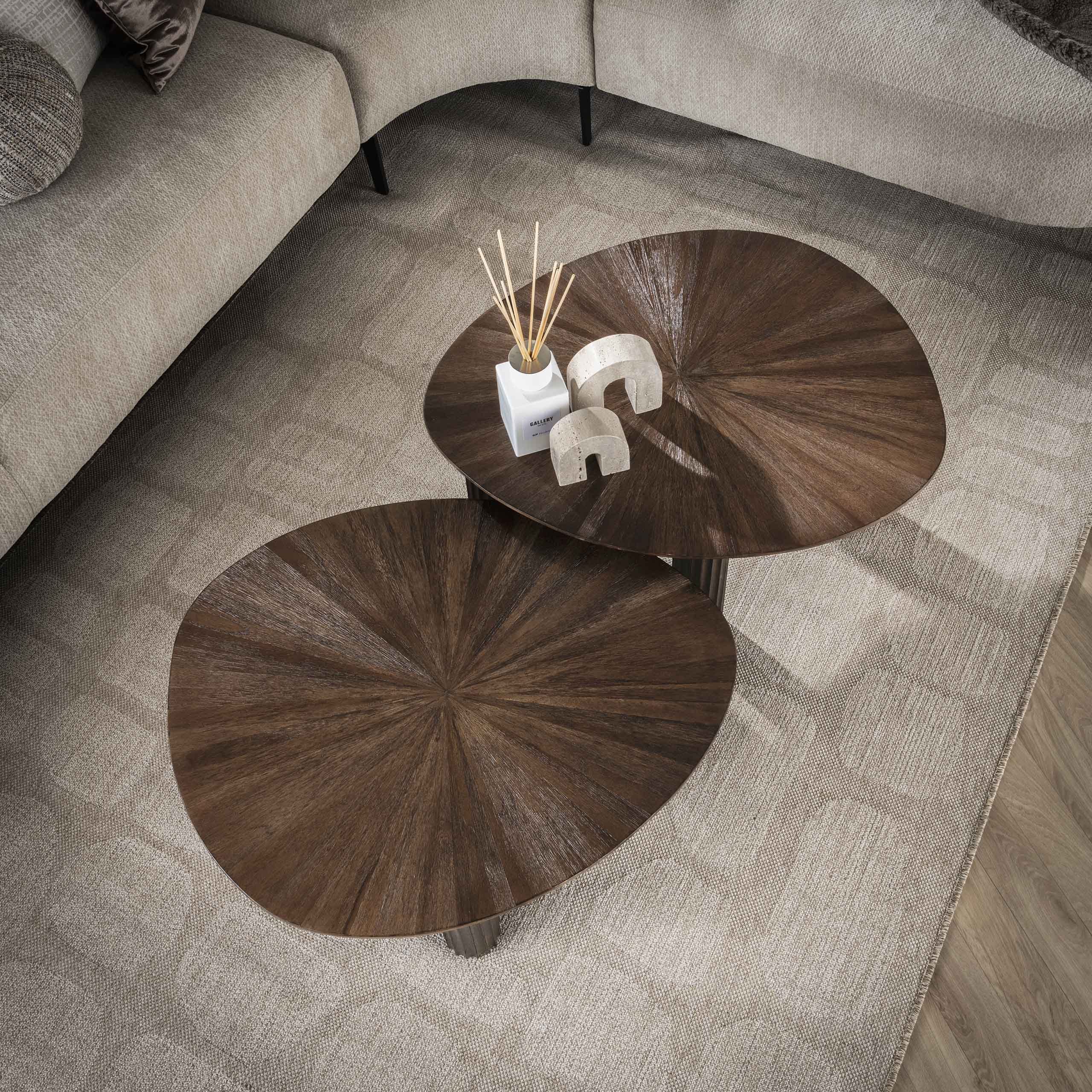 Set di 2 tavolini triangolari Maya - Teak espresso