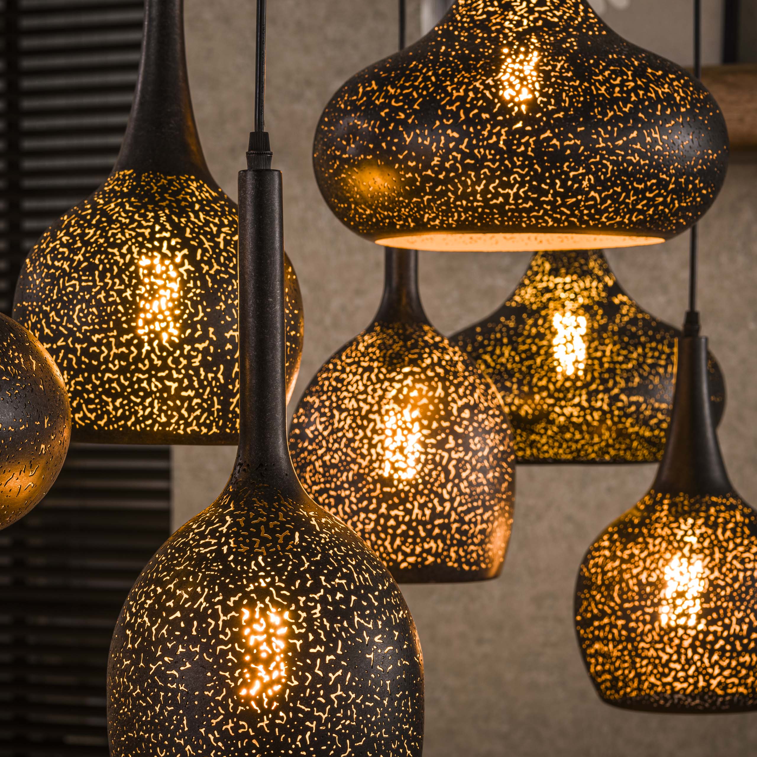 Hanging lamp 4+3 zip / Artic black