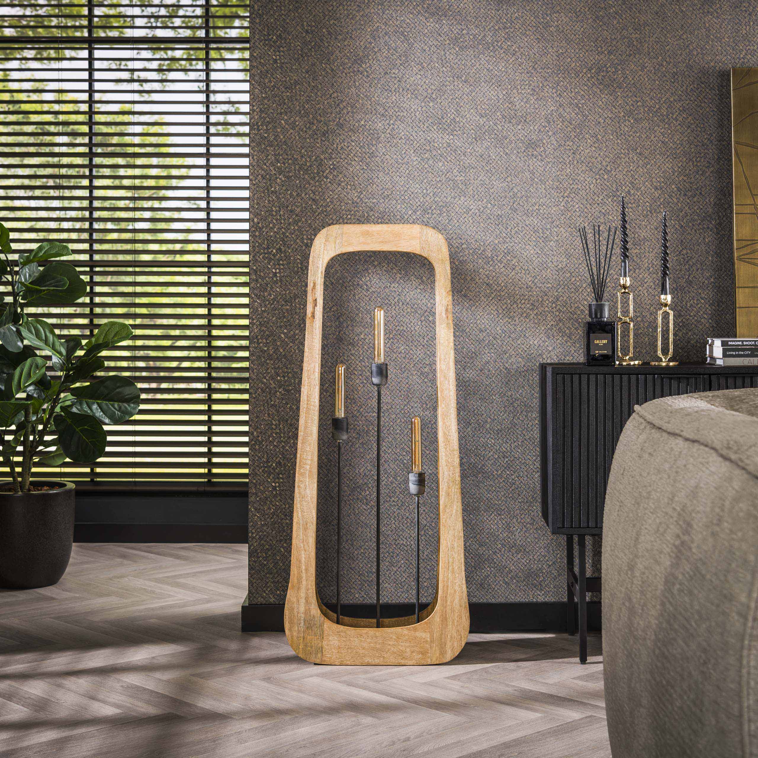 Lampada da terra 3L Bray / Mango massiccio naturale