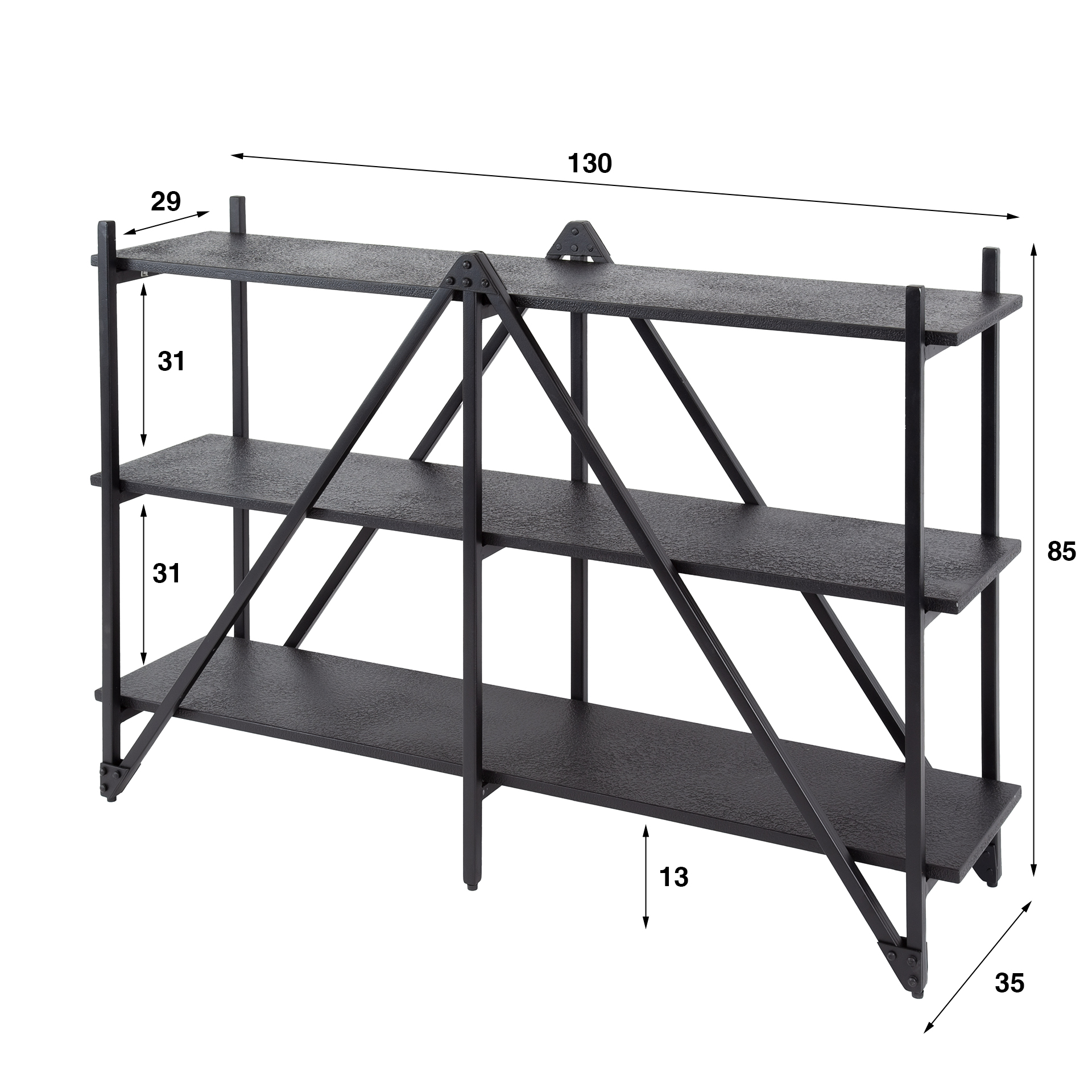 Scaffale da parete Piega 3 strati 130 cm - Grigio